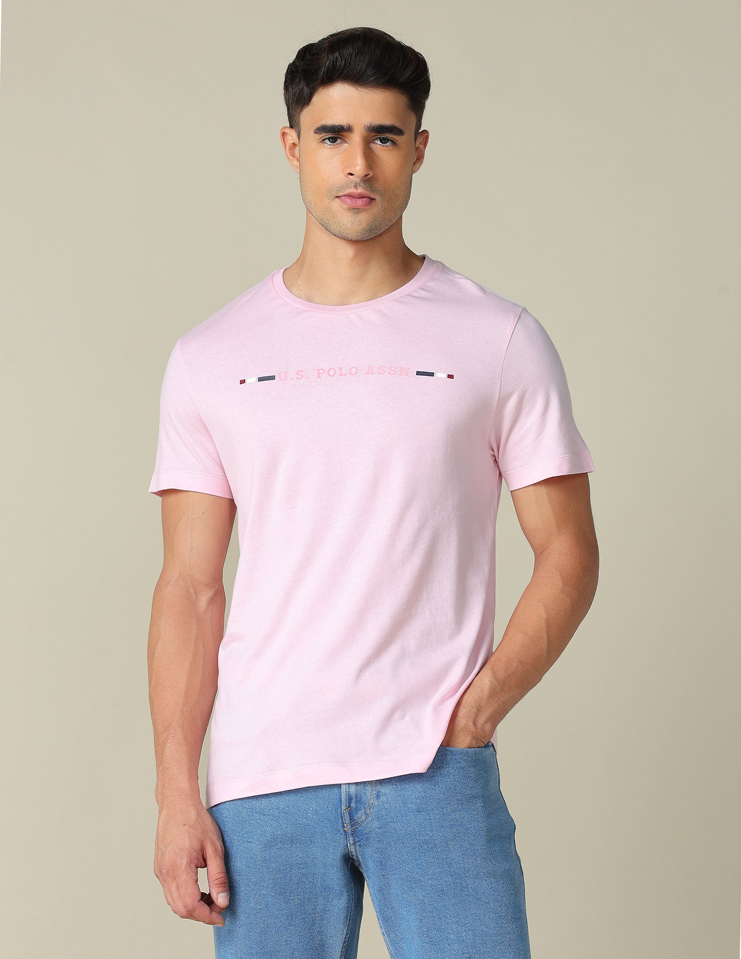 Pure Cotton Regular Fit T Shirt Pink - U.S. POLO ASSN. | Large
