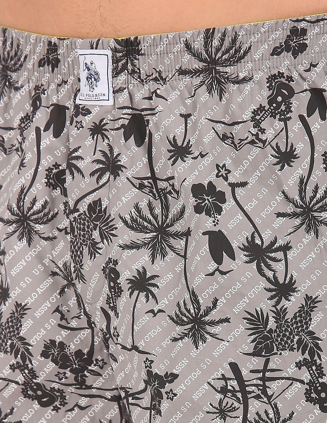 Back Pocket All Over Print IYAC Boxers - Pack Of 1 Grey-Coconut Tree - U.S. POLO ASSN. | Large