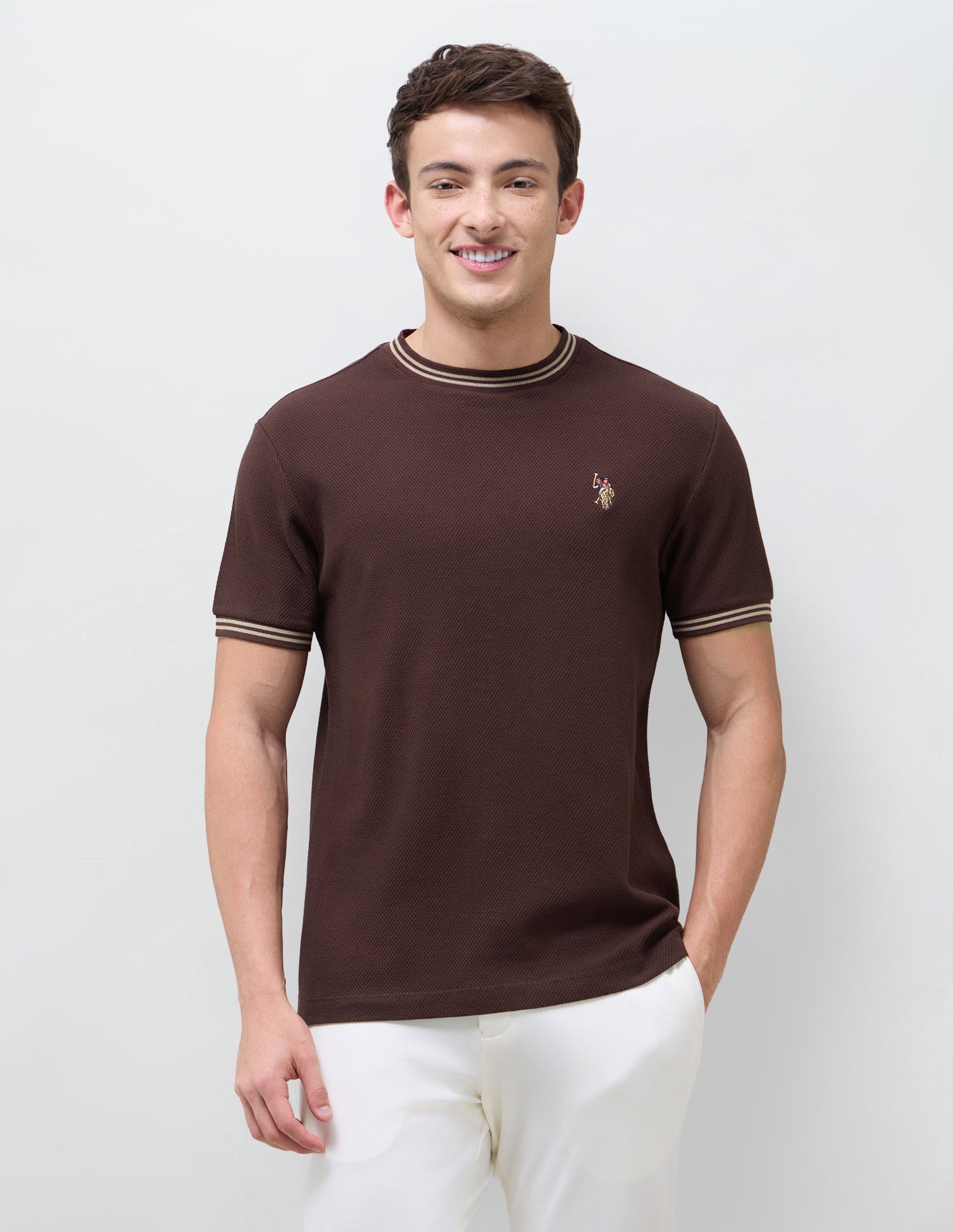 Solid Slim Fit T-Shirt Dark Brown - U.S. Polo Assn. India | Large