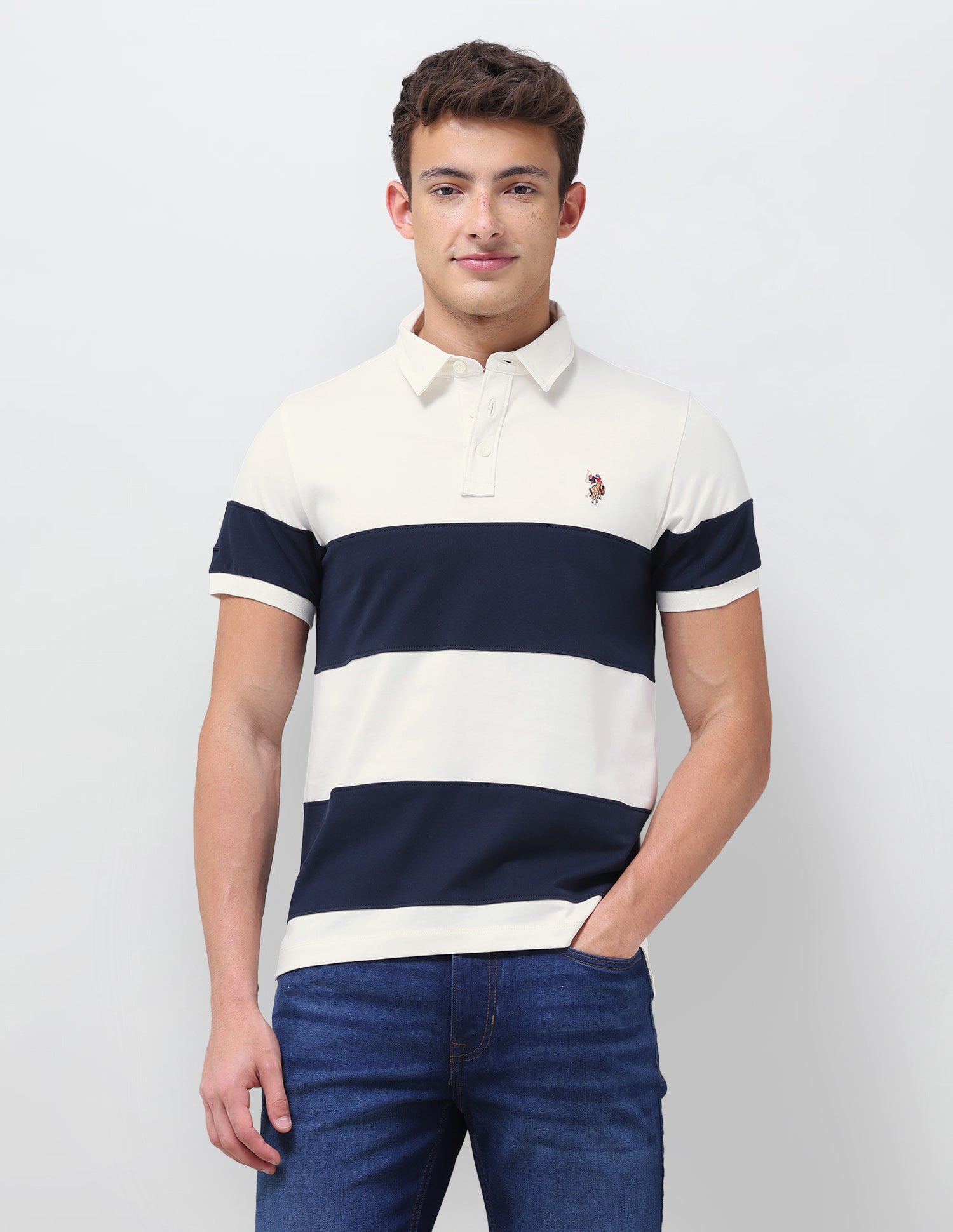 Colourblocked Slim Fit Polo Shirt Navy - U.S. Polo Assn. India | Large