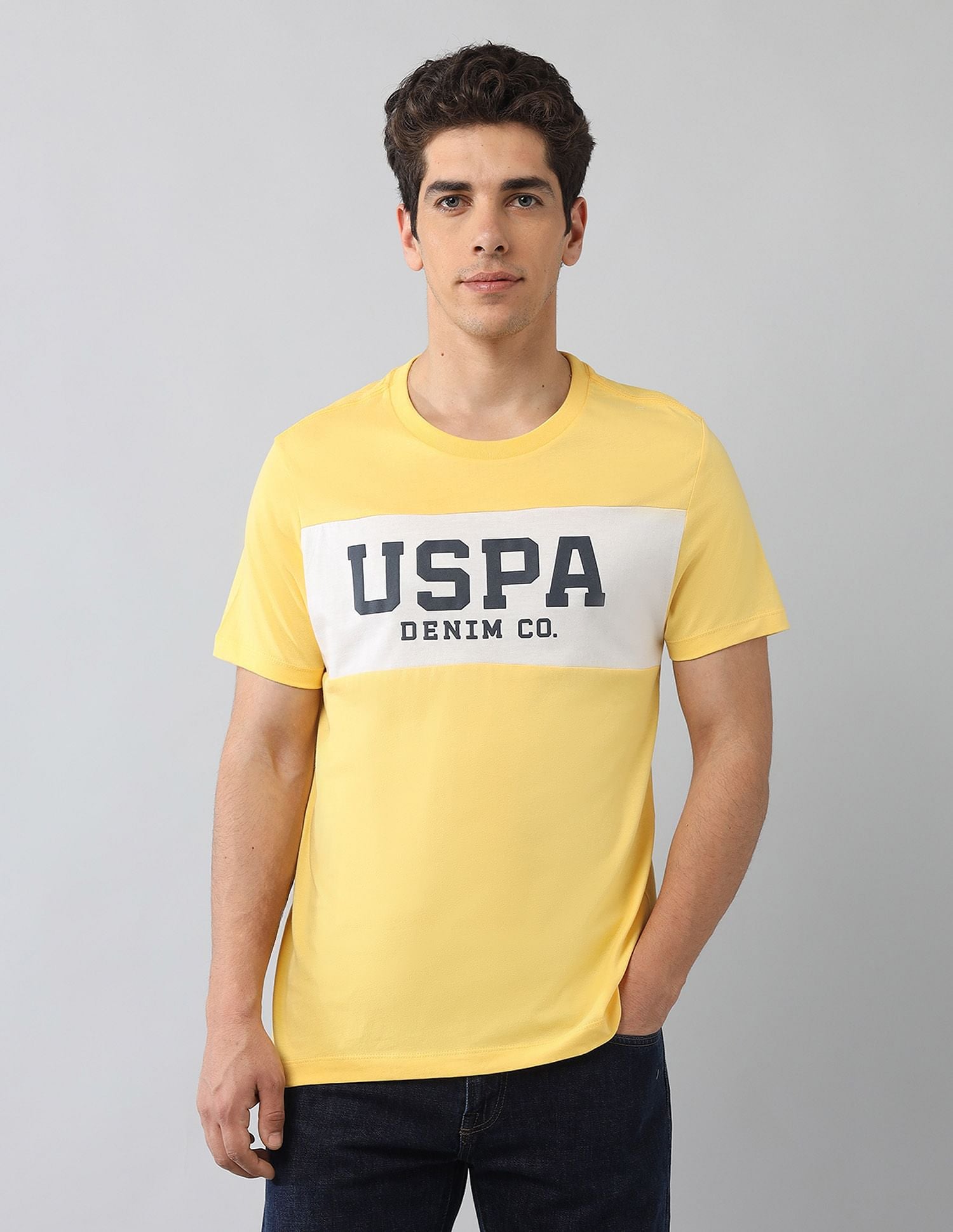 Muscle Fit Brand Printed T-Shirt Yellow - U.S. Polo Assn. India | Large
