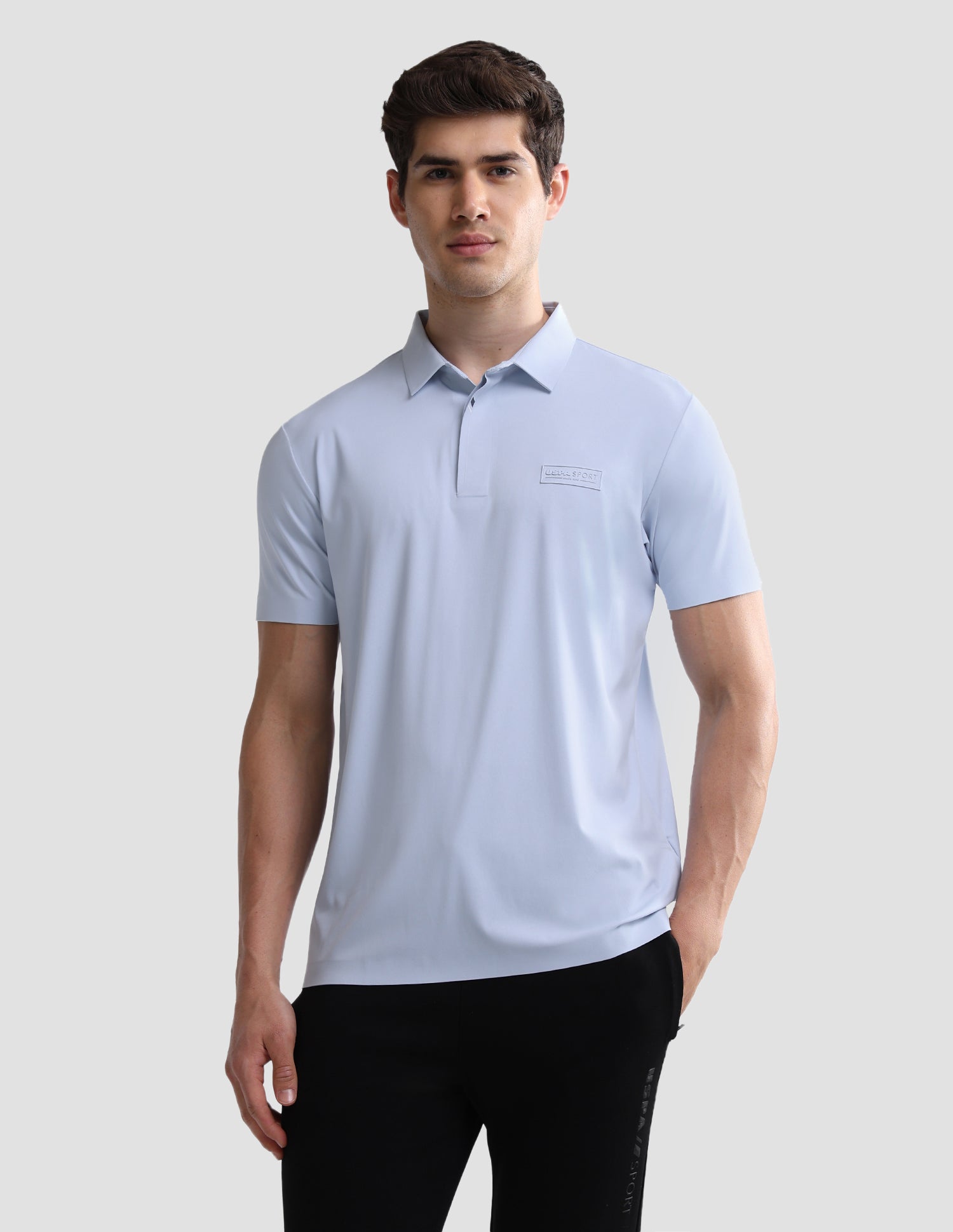 Solid Slim Fit Active Polo Shirt Light Blue - U.S. Polo Assn. India | Large