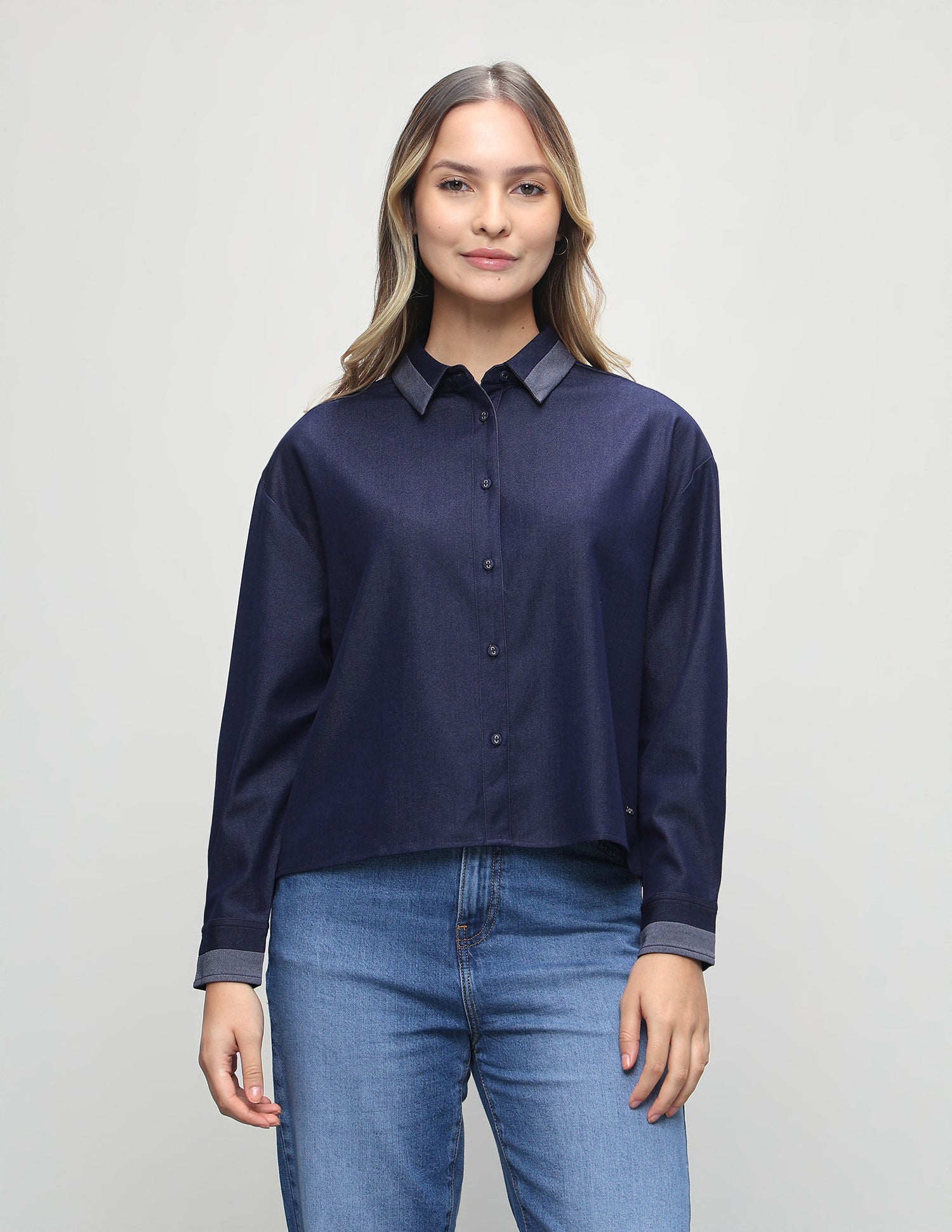 Solid Boxy Fit Shirt Blue - U.S. Polo Assn. India | Large