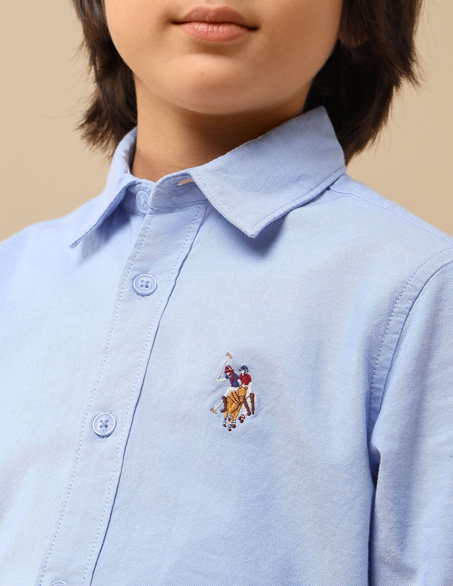 Boys Solid Oxford Shirt Light Blue - U.S. POLO ASSN. | Large