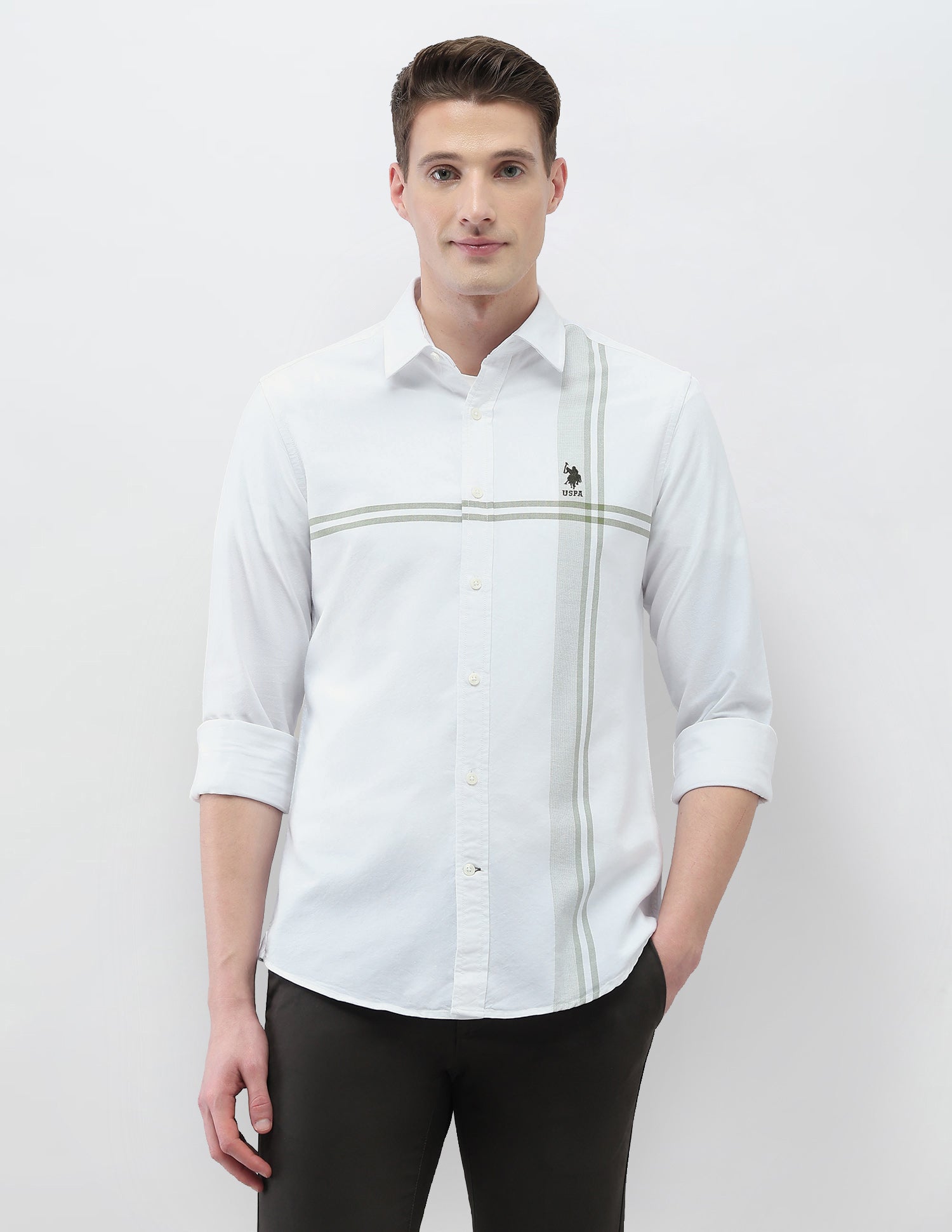 Vertical Striped Casa De Campo Shirt Green - U.S. Polo Assn. India | Large