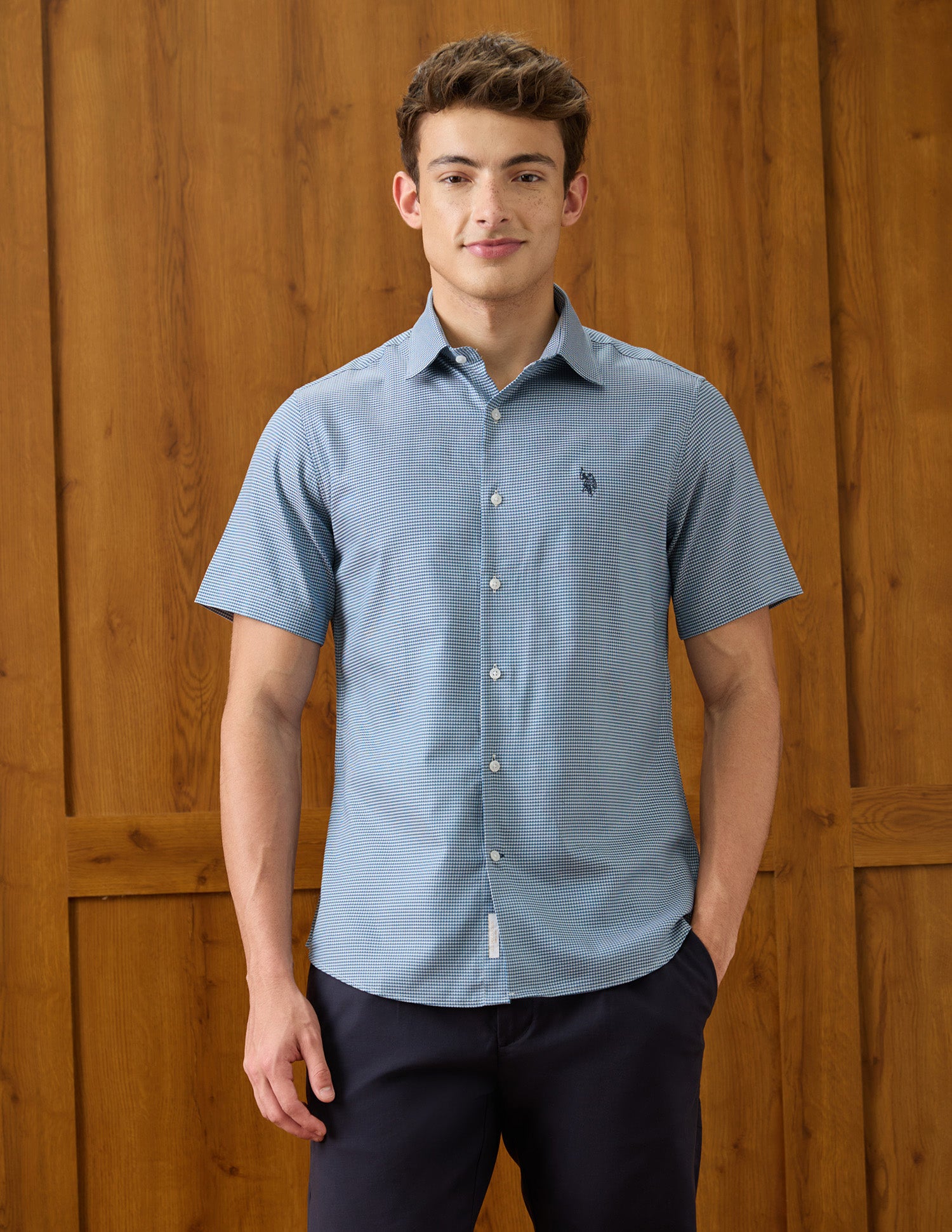 Textured Twill Shirt Blue - U.S. Polo Assn. India | Large