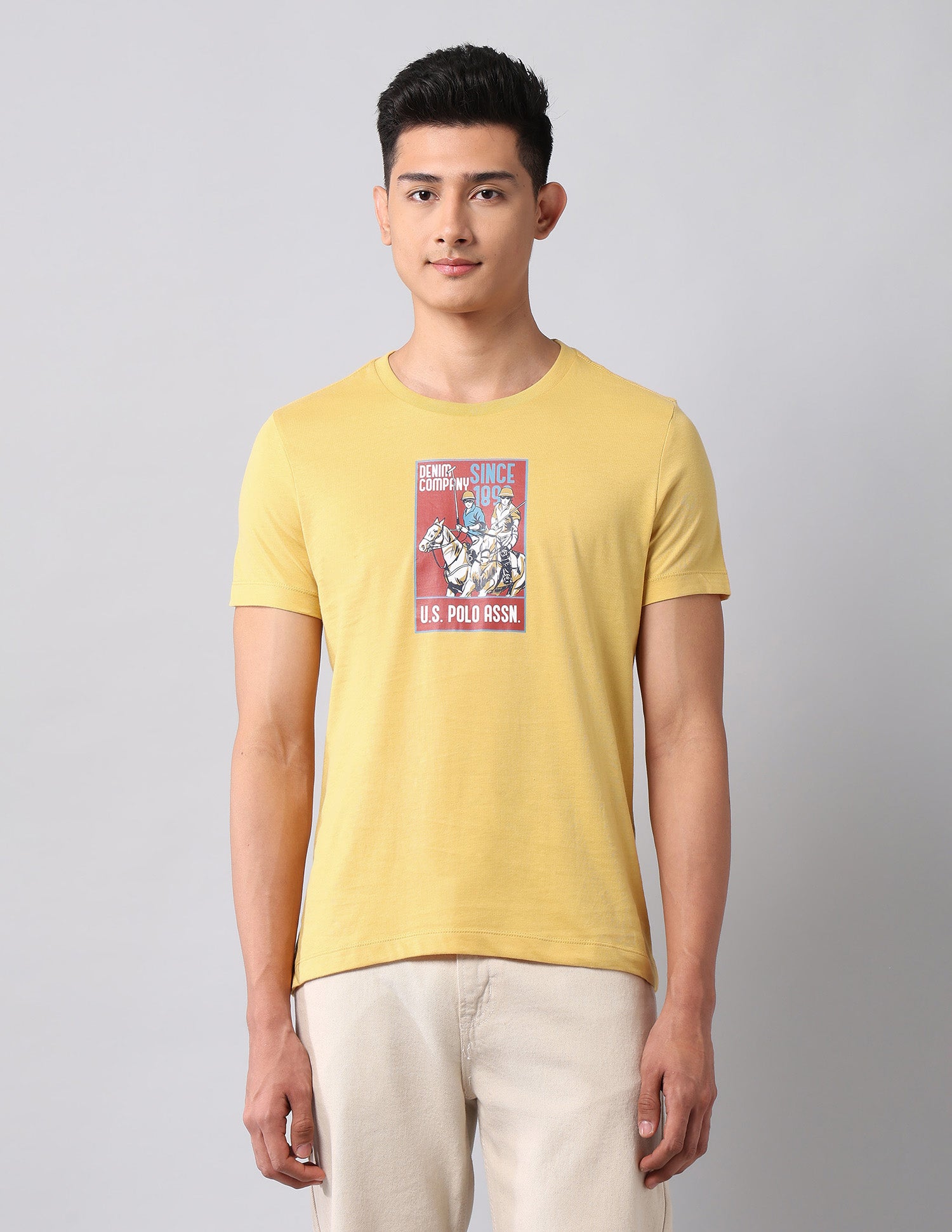 Graphic Printed Muscle Fit T-Shirt Yellow - U.S. Polo Assn. India | Large