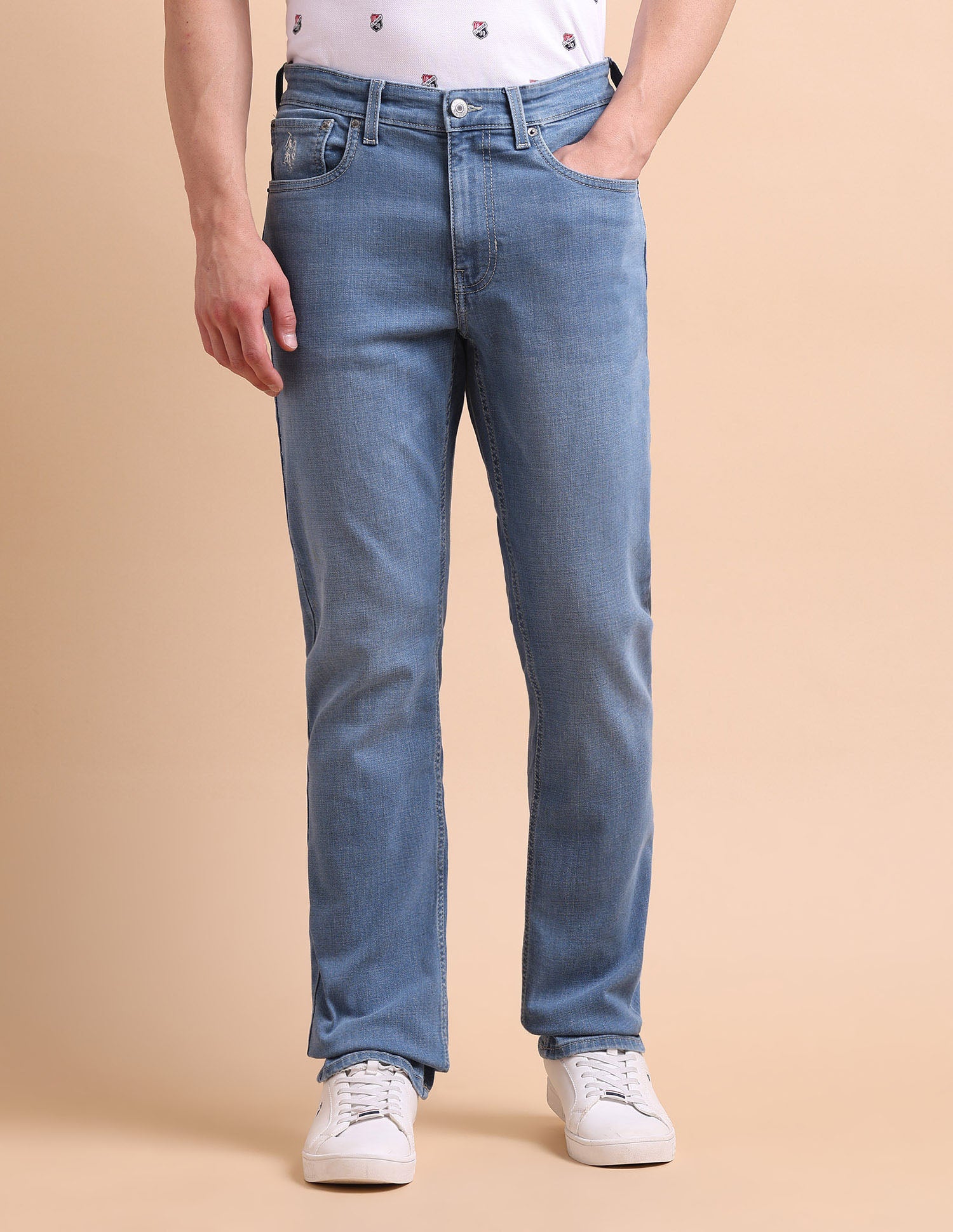 Harold Slim Straight Fit Blue Jeans Light Blue - U.S. POLO ASSN. | Large