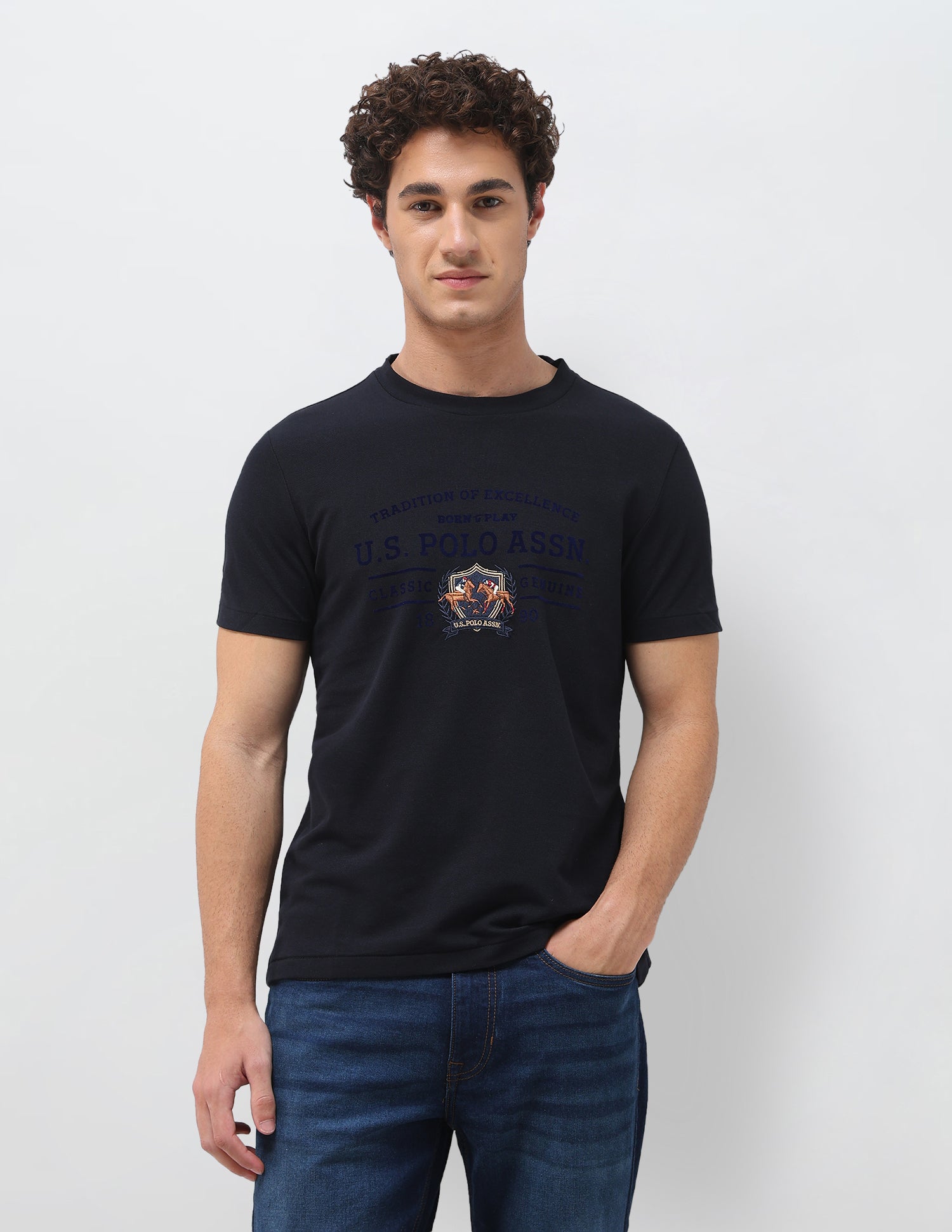 Graphic Brand Printed Slim Fit T-Shirt Navy - U.S. Polo Assn. India | Large