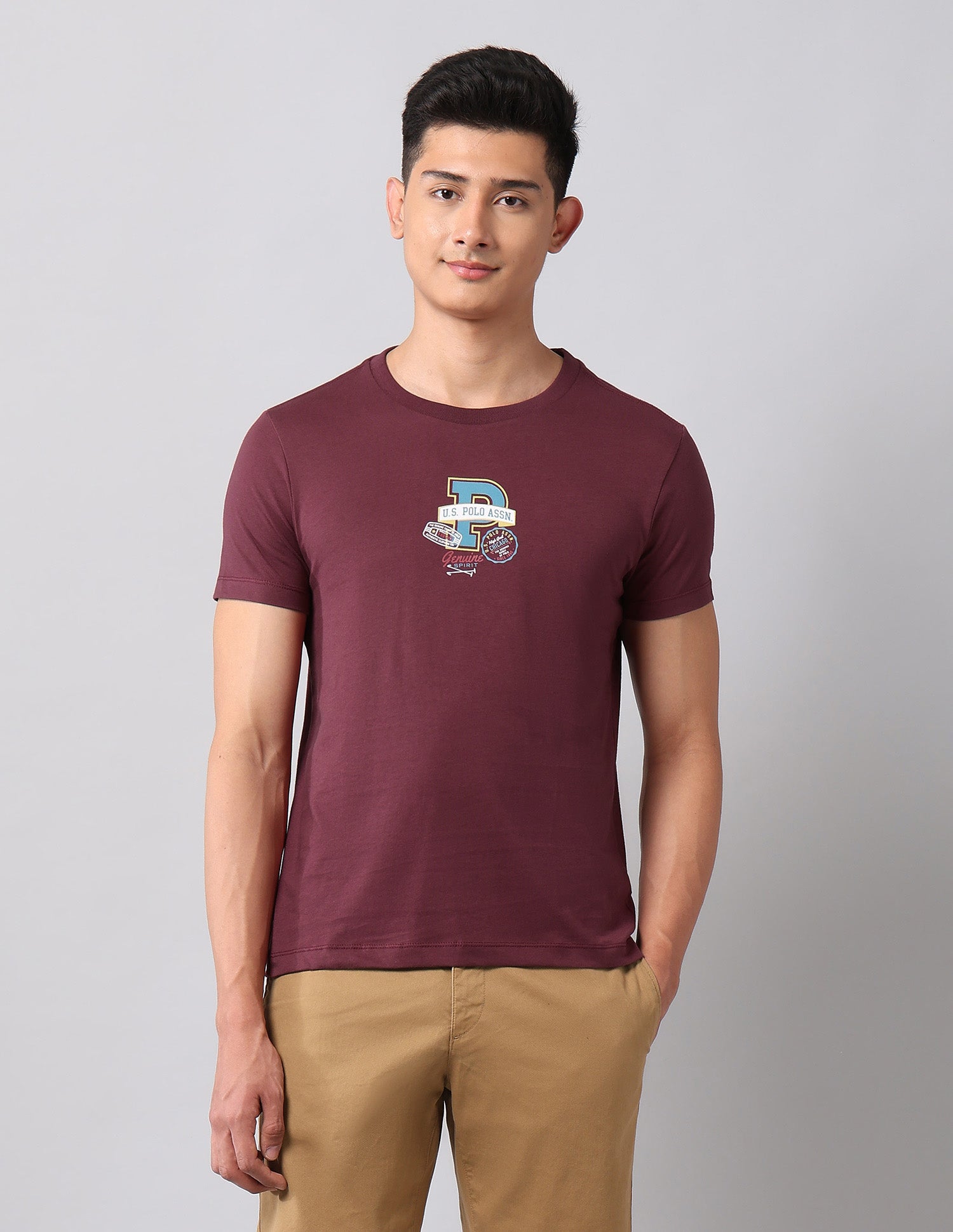 Graphic Printed Pure Cotton T-Shirt Maroon - U.S. POLO ASSN. | Large