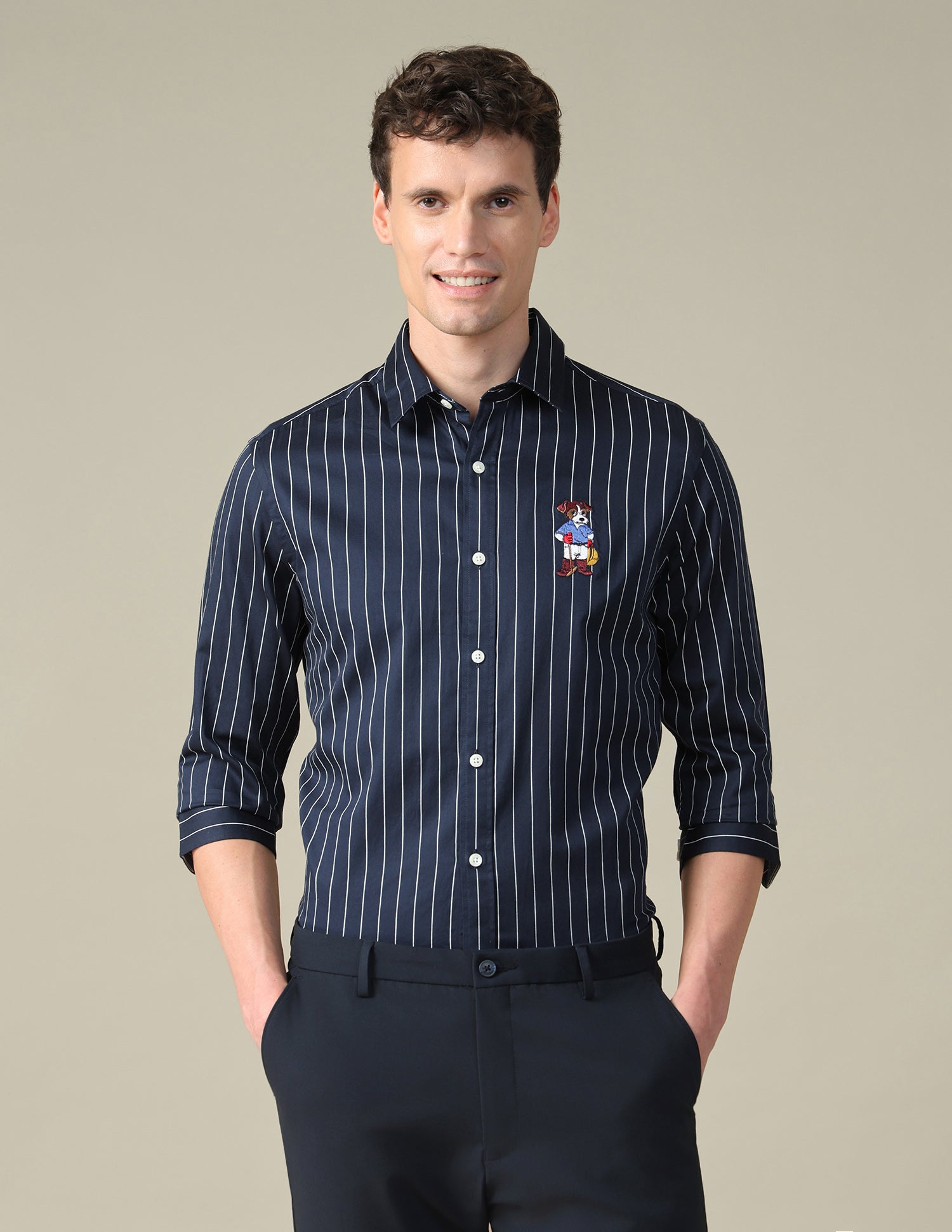Tailored Fit Vertical Striped Shirt Navy - U.S. Polo Assn. India | Large