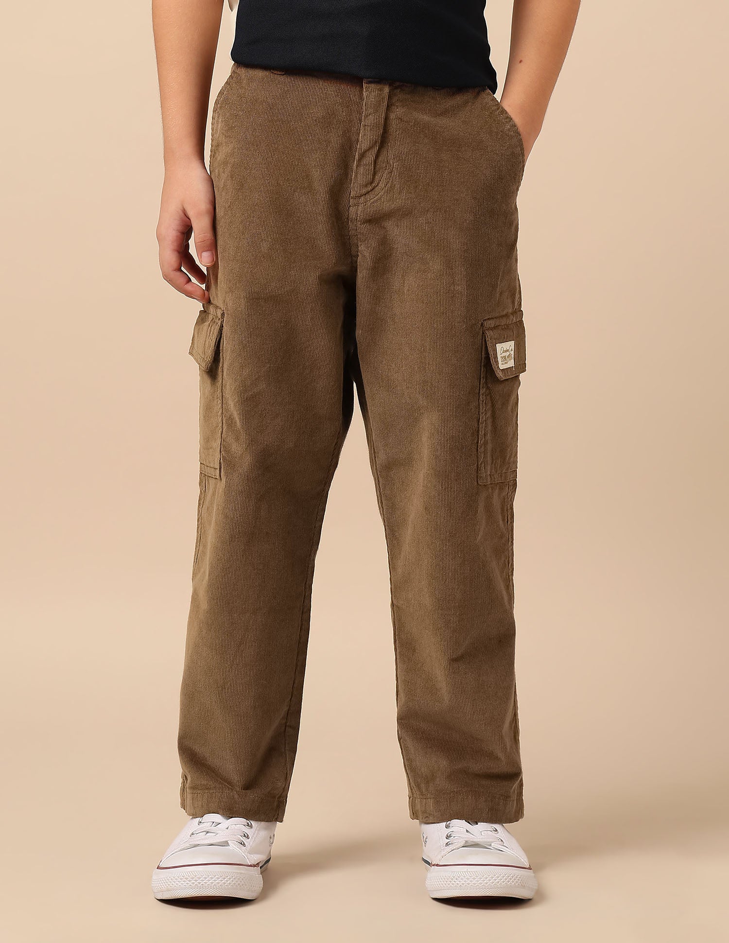 Boys Solid Corduroy Cargo Khaki - U.S. Polo Assn. India | Large