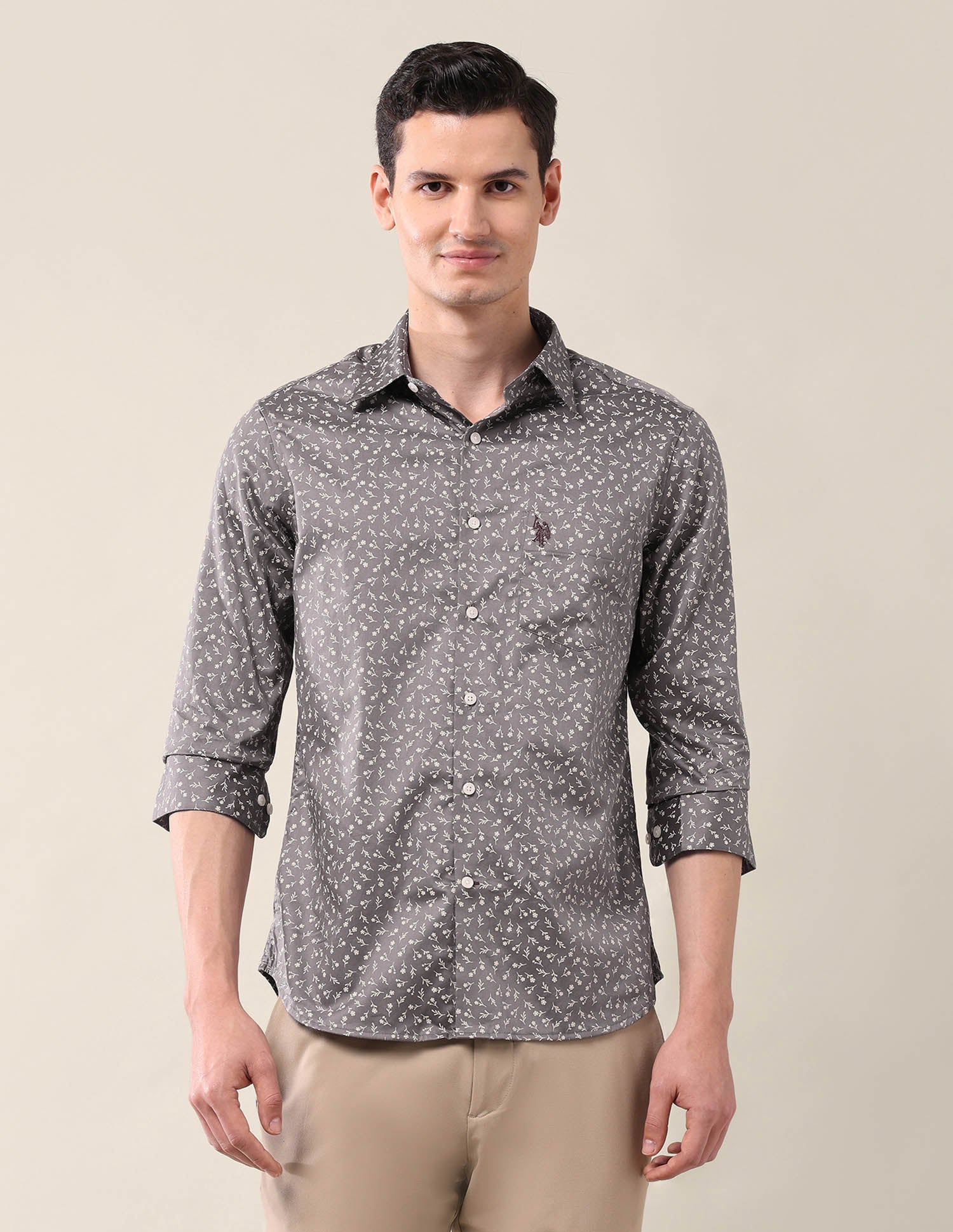 Floral Tailored Fit Shirt Grey - U.S. POLO ASSN. | Large