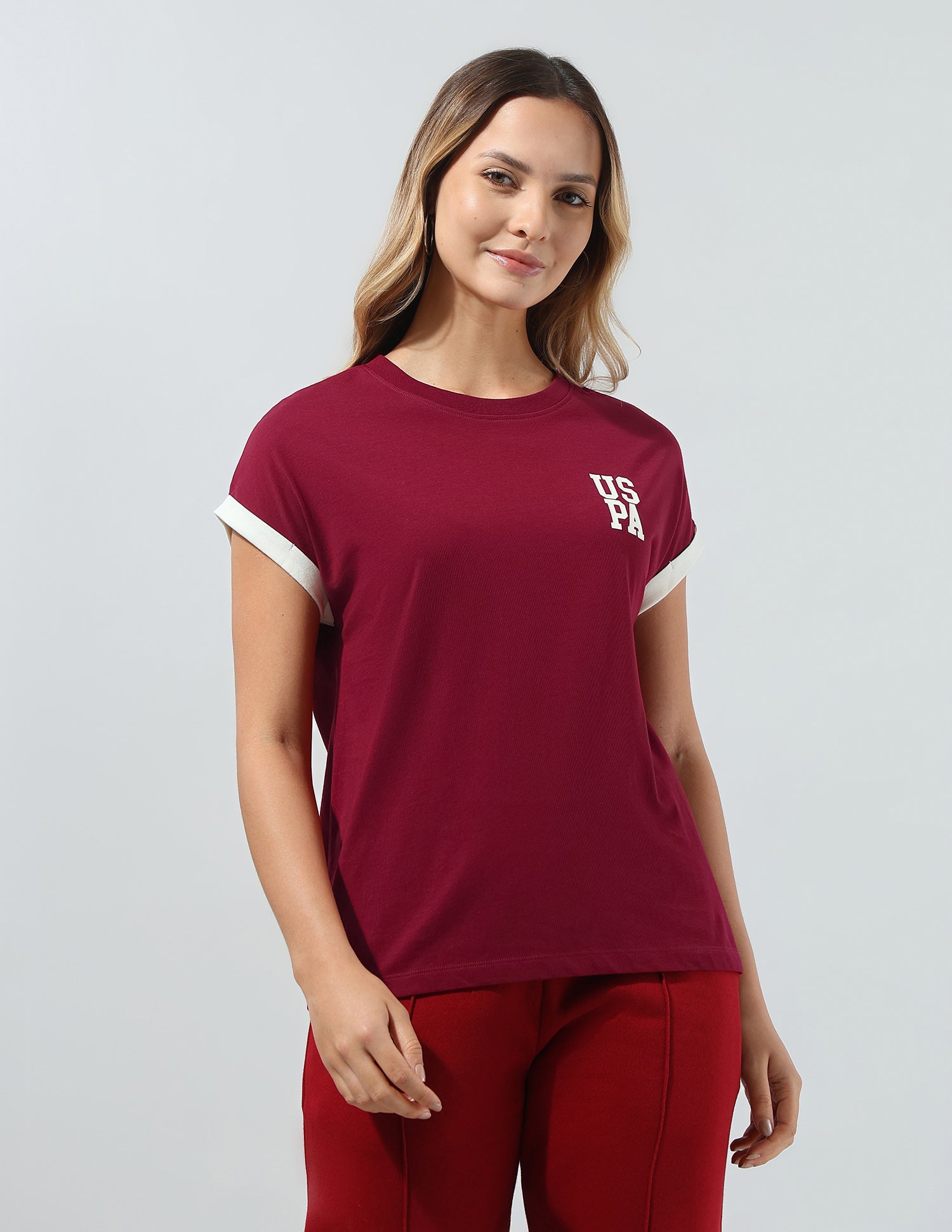 Solid Regular Fit T-Shirt Dark Red - U.S. Polo Assn. India | Large
