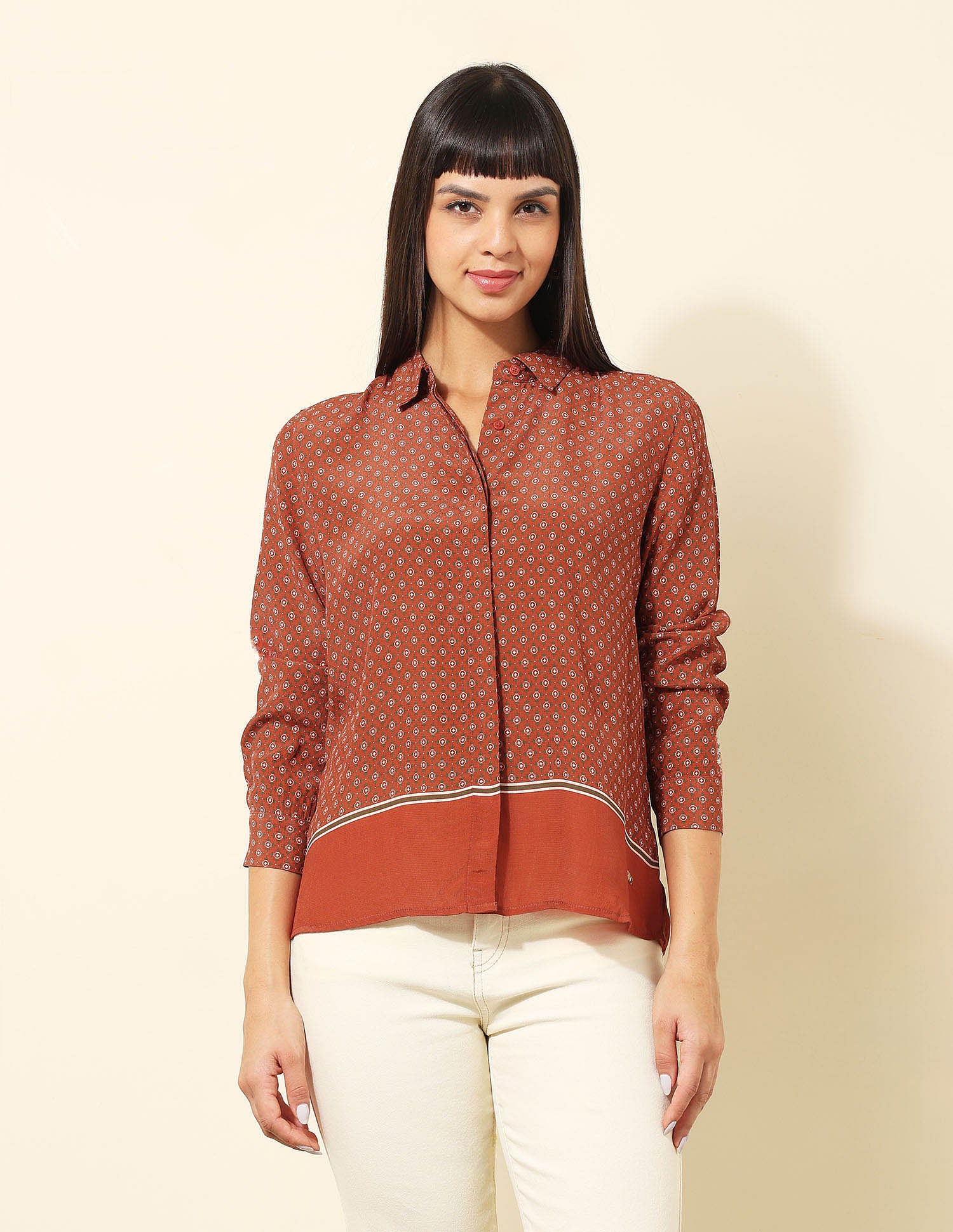 Concealed Placket Geometric Printed Shirt Multi - U.S. POLO ASSN. | Large