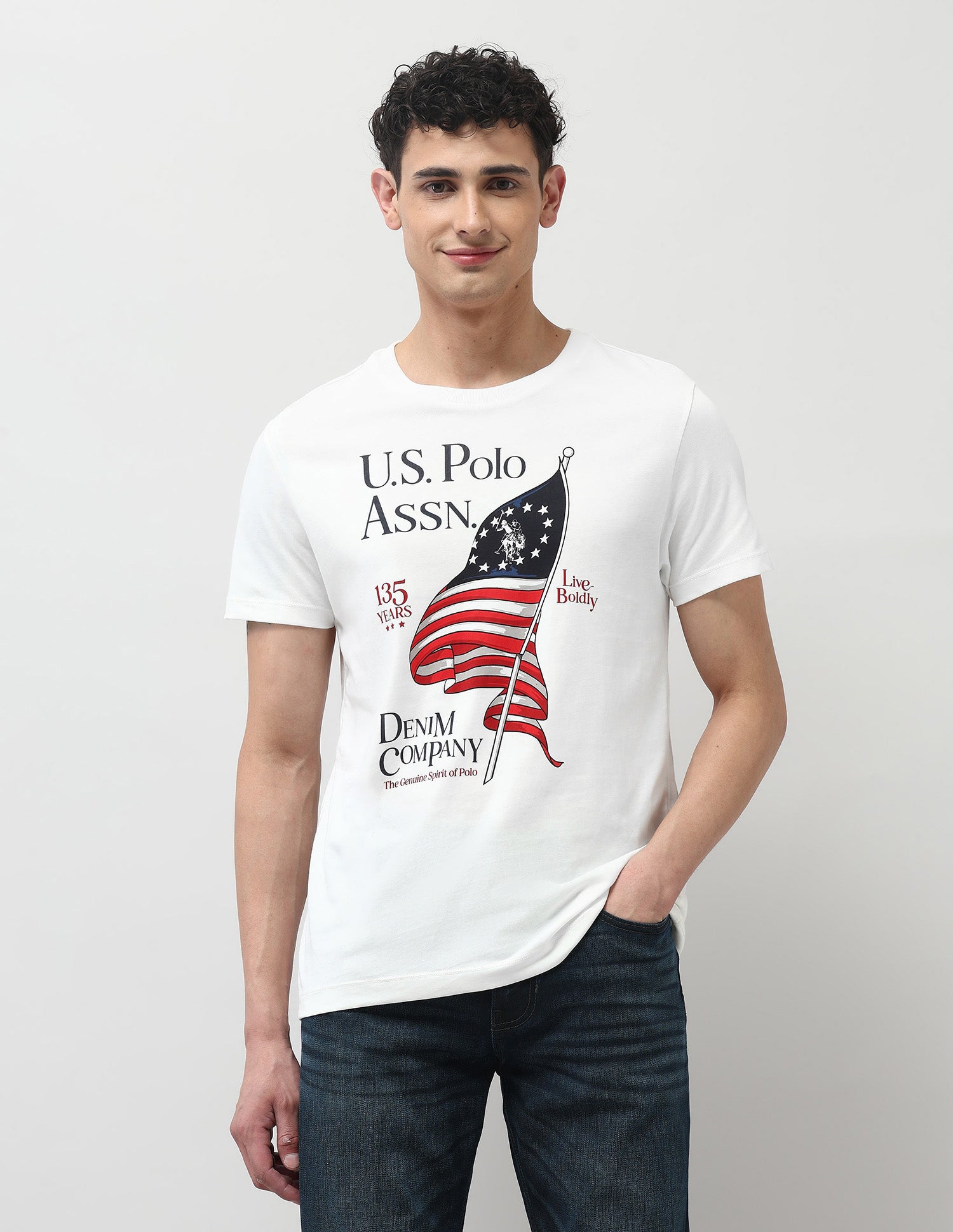 Pure Cotton Muscle Fit T-Shirt Ivory - U.S. POLO ASSN. | Large