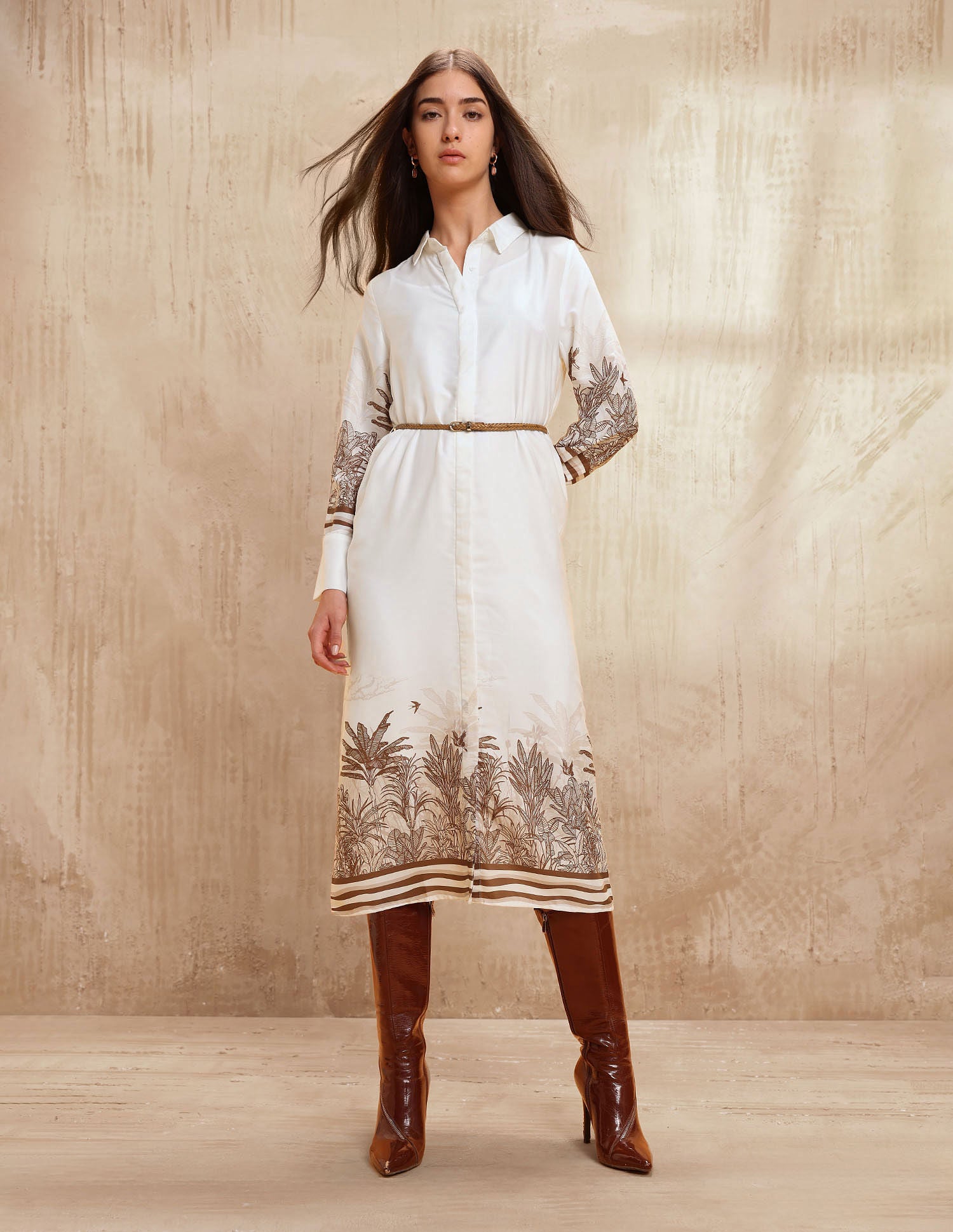 Tropical Printed Shirt Dress Iguana - U.S. POLO ASSN. | Large