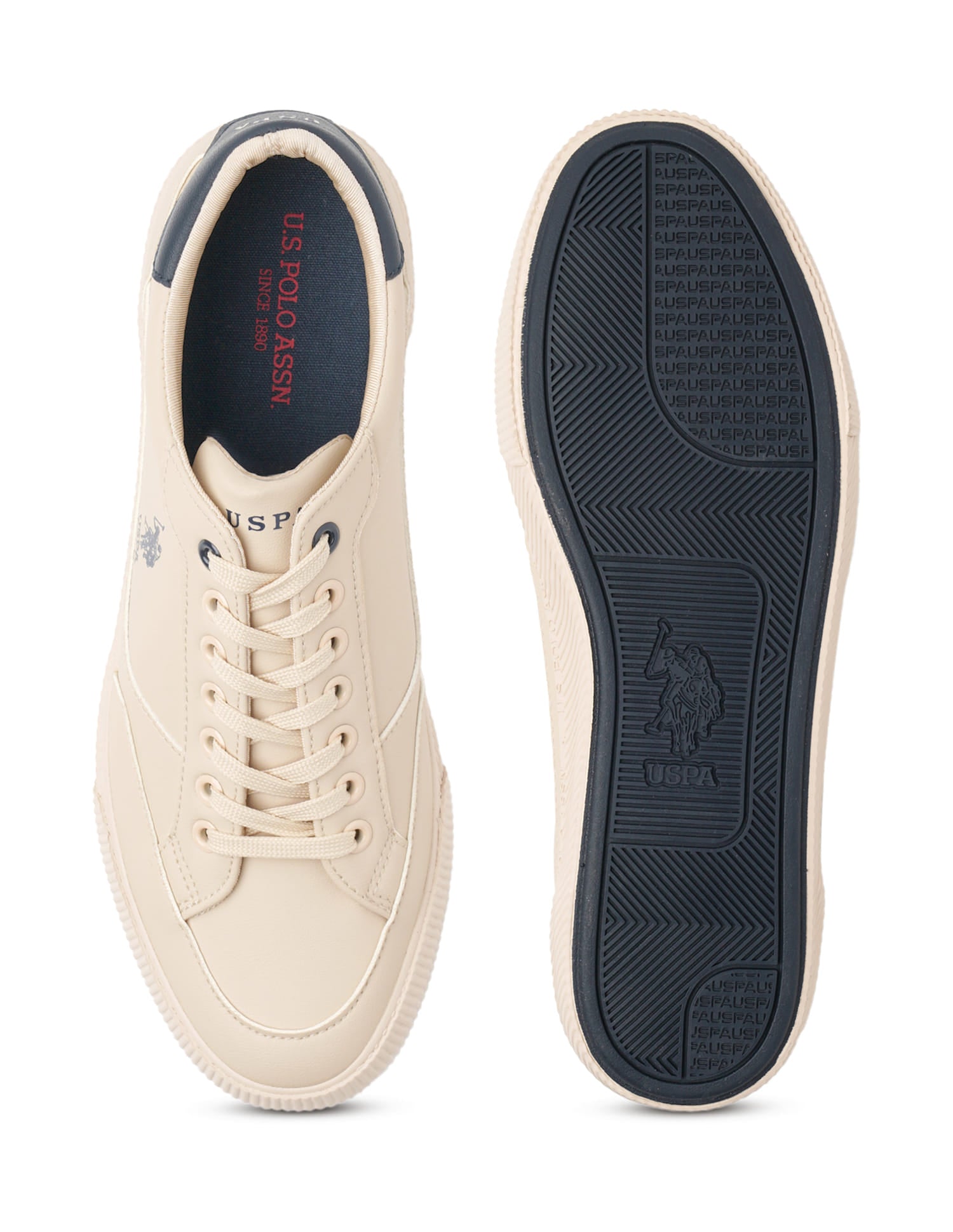 Men Solid Olivier Sneakers Beige - U.S. Polo Assn. India | Large