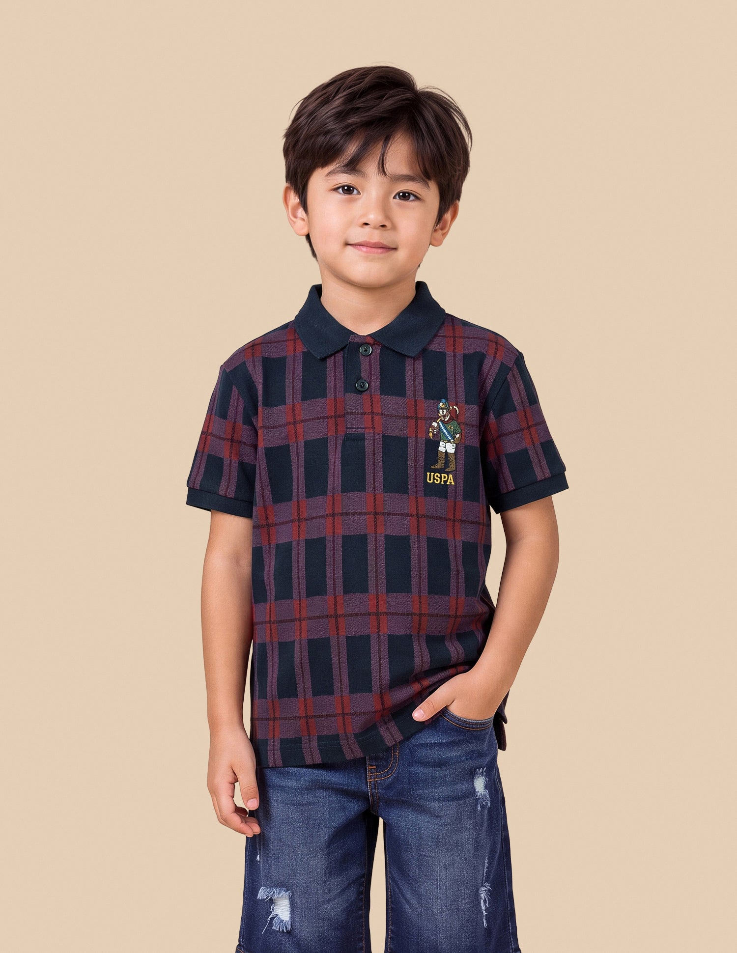 Checked Regular Fit Polo Shirt Red - U.S. Polo Assn. India | Large