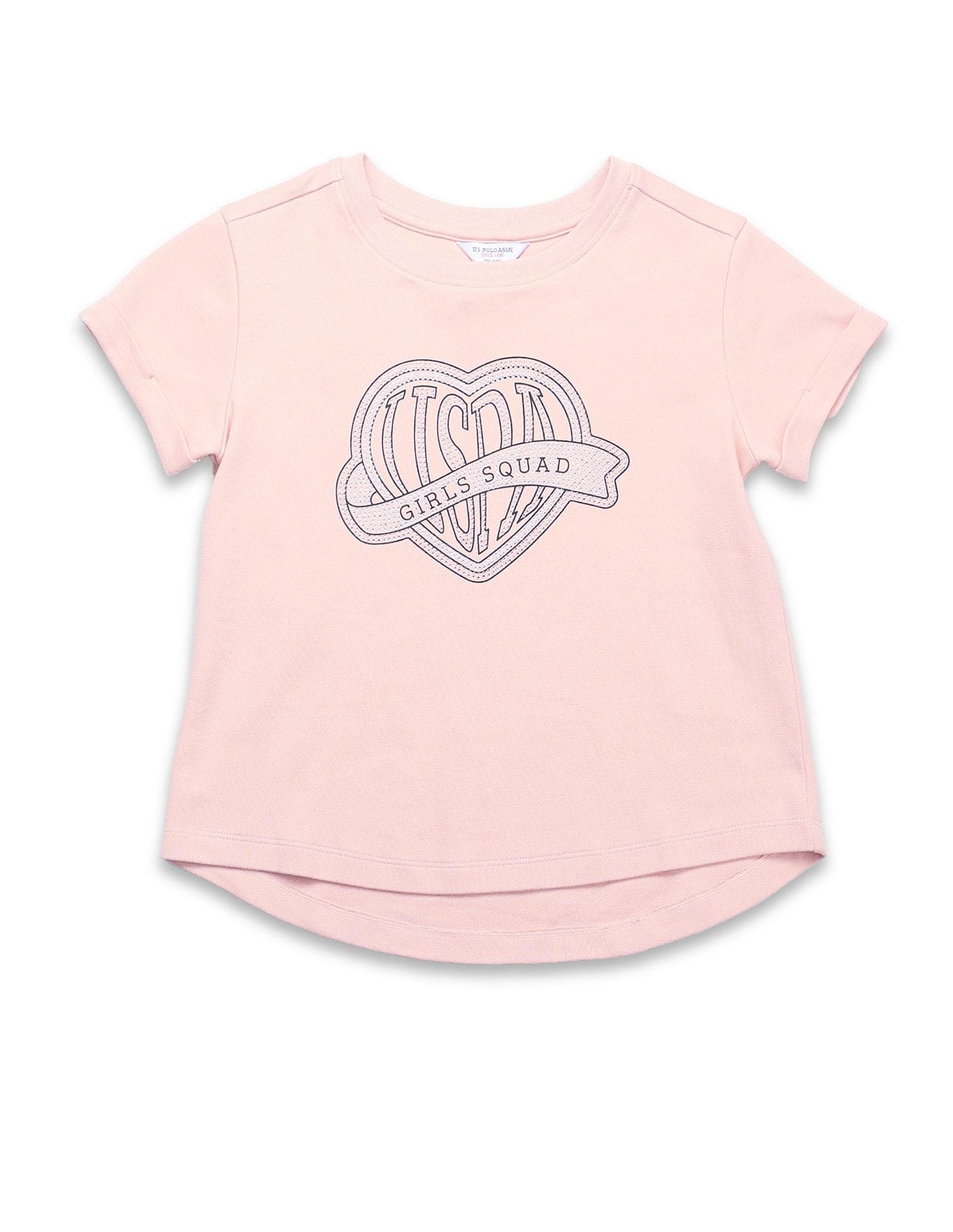 Girls Stud Detailed Relaxed Fit T-Shirt Pink - U.S. POLO ASSN. | Large