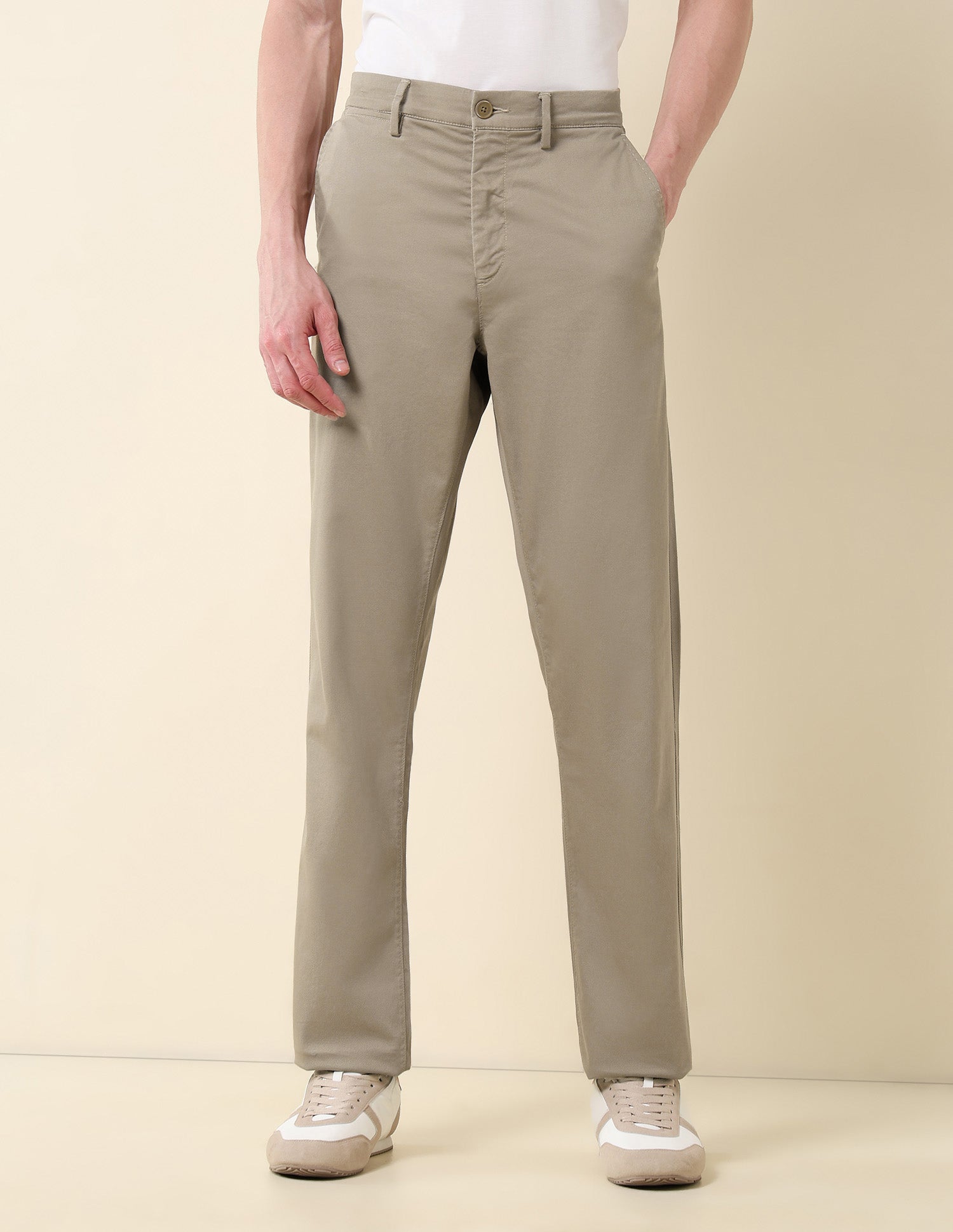 Solid Riley Straight Fit Twill Trousers Khaki - U.S. POLO ASSN. | Large