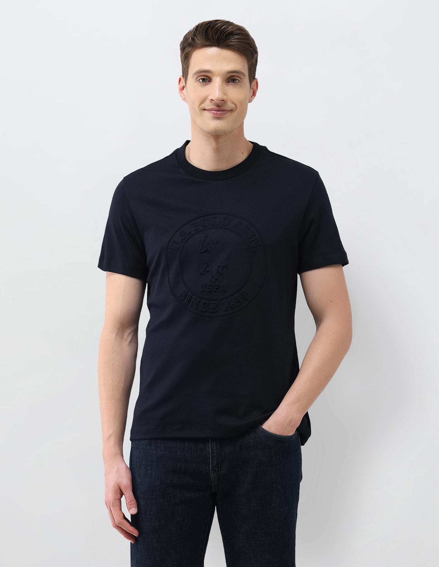 Brand Embossed Slim Fit T-Shirt Navy - U.S. Polo Assn. India | Large