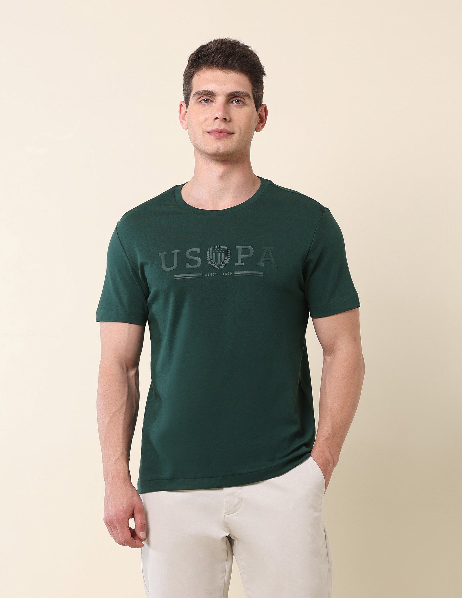 Brand Printed Gold Cup T-Shirt Dark Green - U.S. Polo Assn. India | Large
