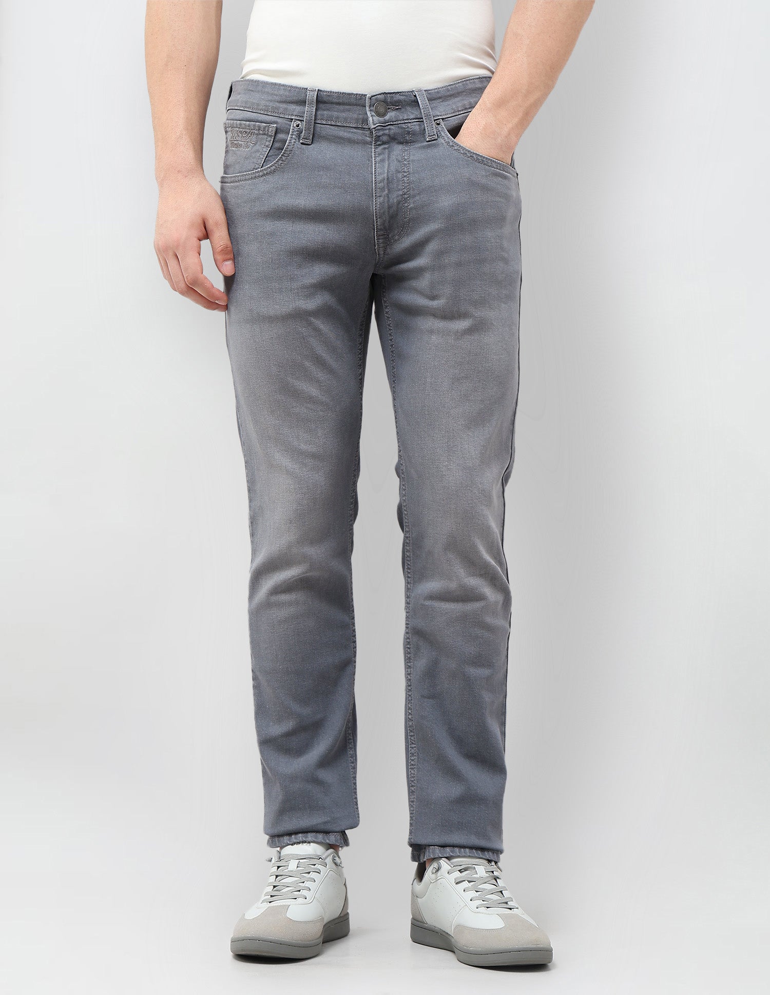 Brandon Slim Tapered Fit Stone Washed Jeans Mid Grey - U.S. POLO ASSN. | Large