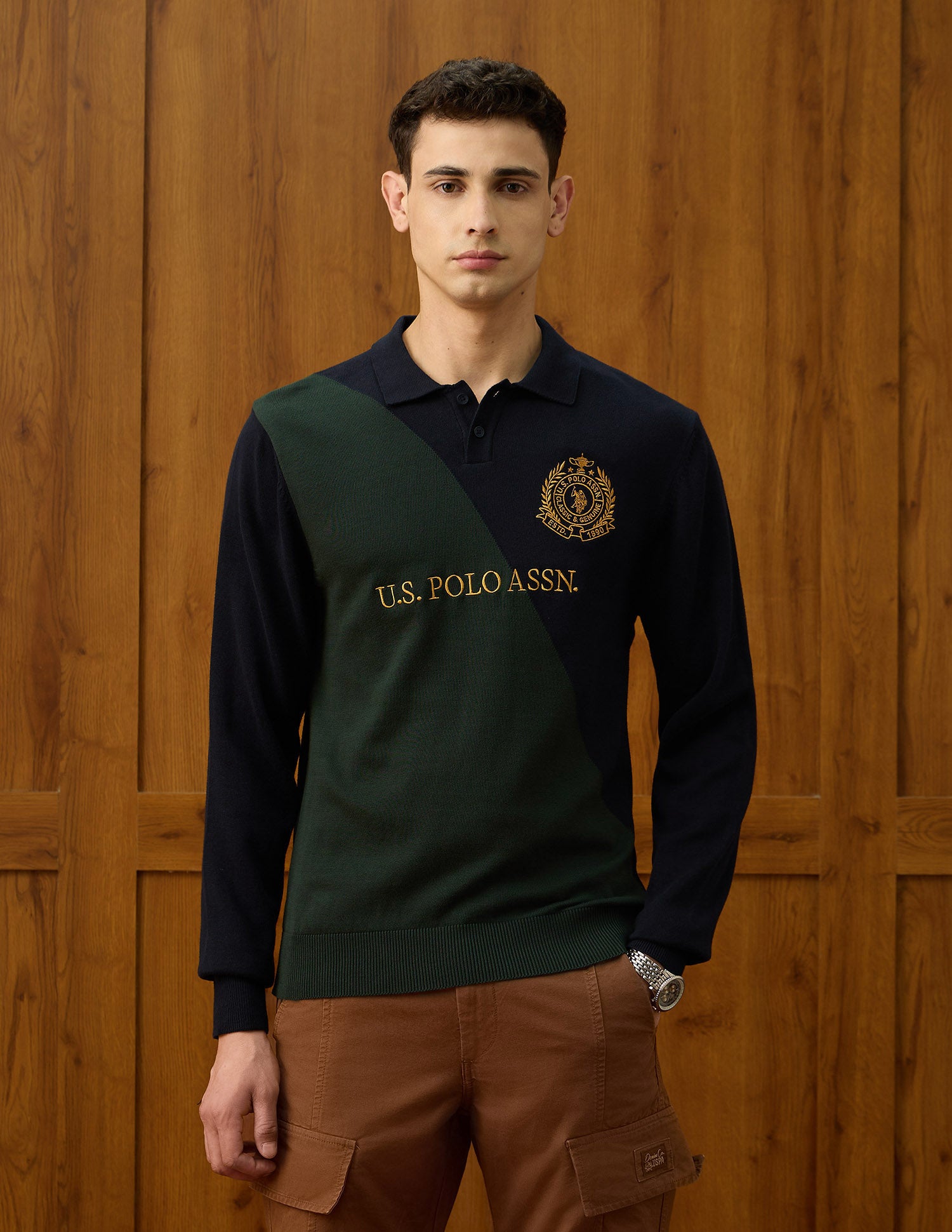 Brand Embroidered Varsity Theatre Sweater Navy - U.S. POLO ASSN. | Large