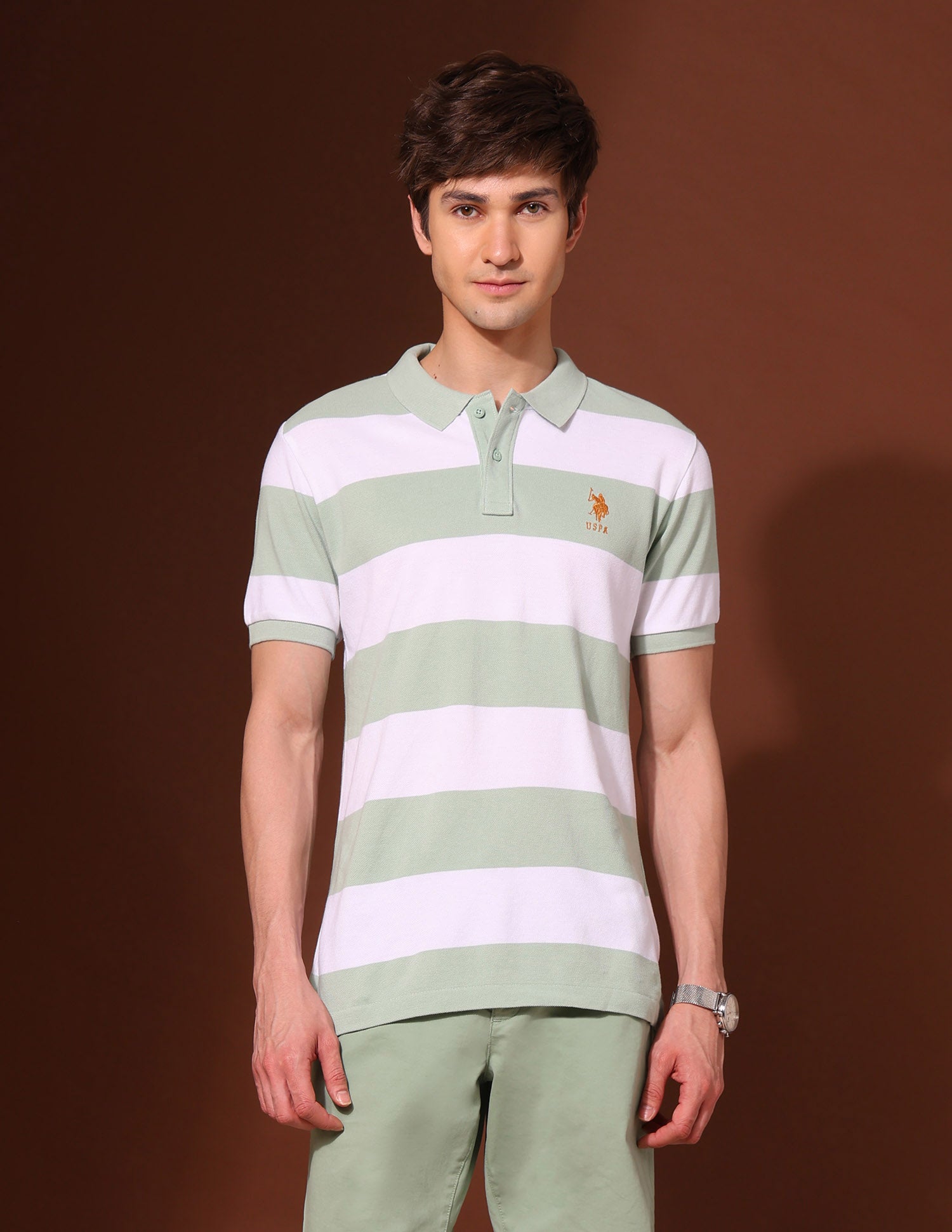 Pure Cotton Work And Wander Polo Shirt Green - U.S. Polo Assn. India | Large