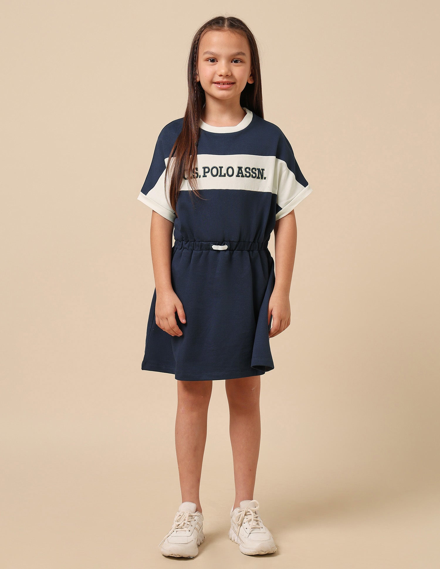 Girls Brand Embroidered A-Line Dress Navy - U.S. POLO ASSN. | Large