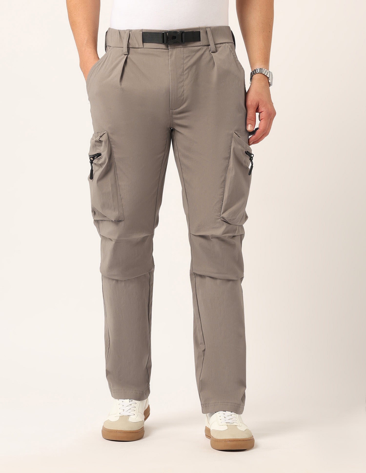 Solid Straight Fit Trousers Khaki - U.S. Polo Assn. India | Large