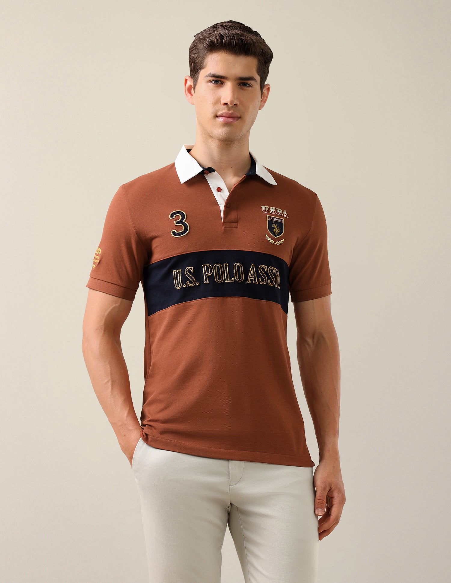 Brand Embroidered Slim Fit Polo Shirt Rust - U.S. Polo Assn. India | Large