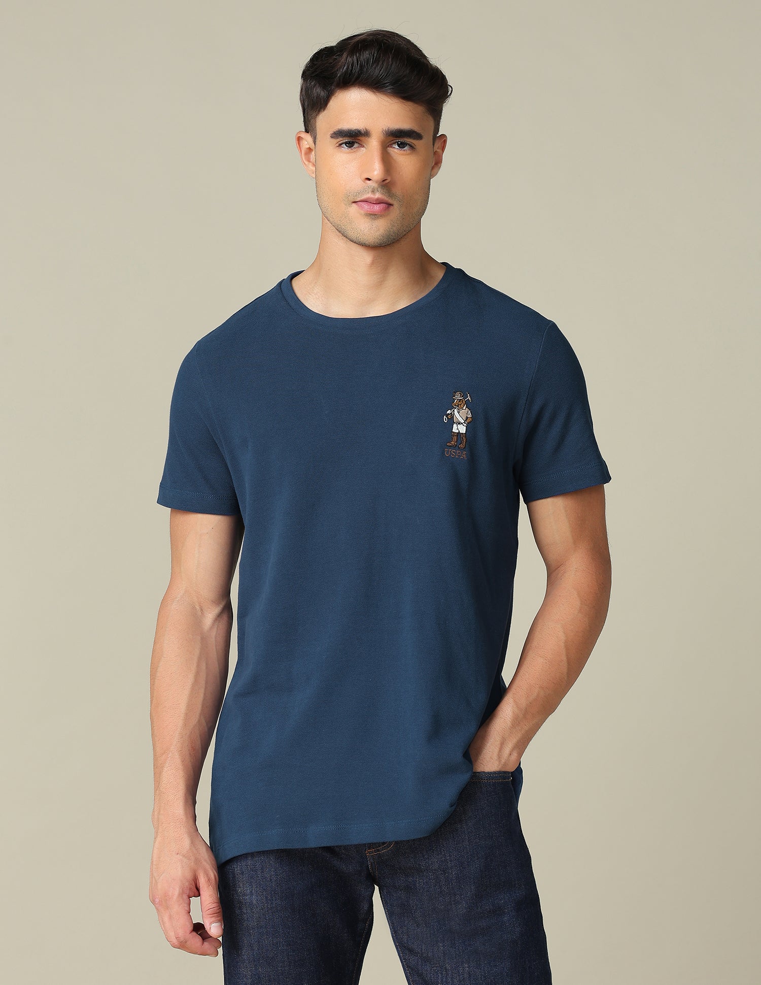 Pure Cotton Regular Fit T- Shirt Navy - U.S. POLO ASSN. | Large