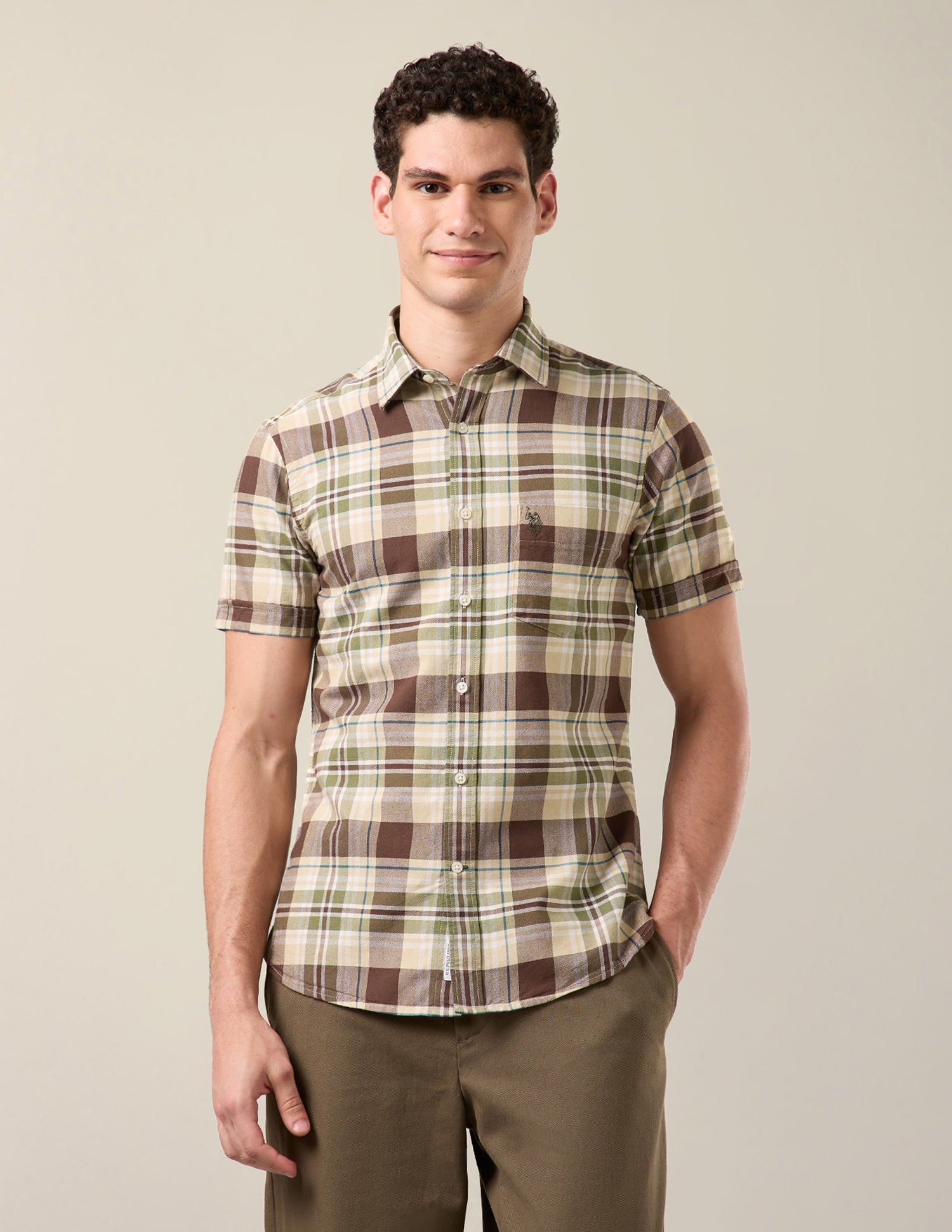 Oxford Tailored Fit Shirt Brown - U.S. Polo Assn. India | Large