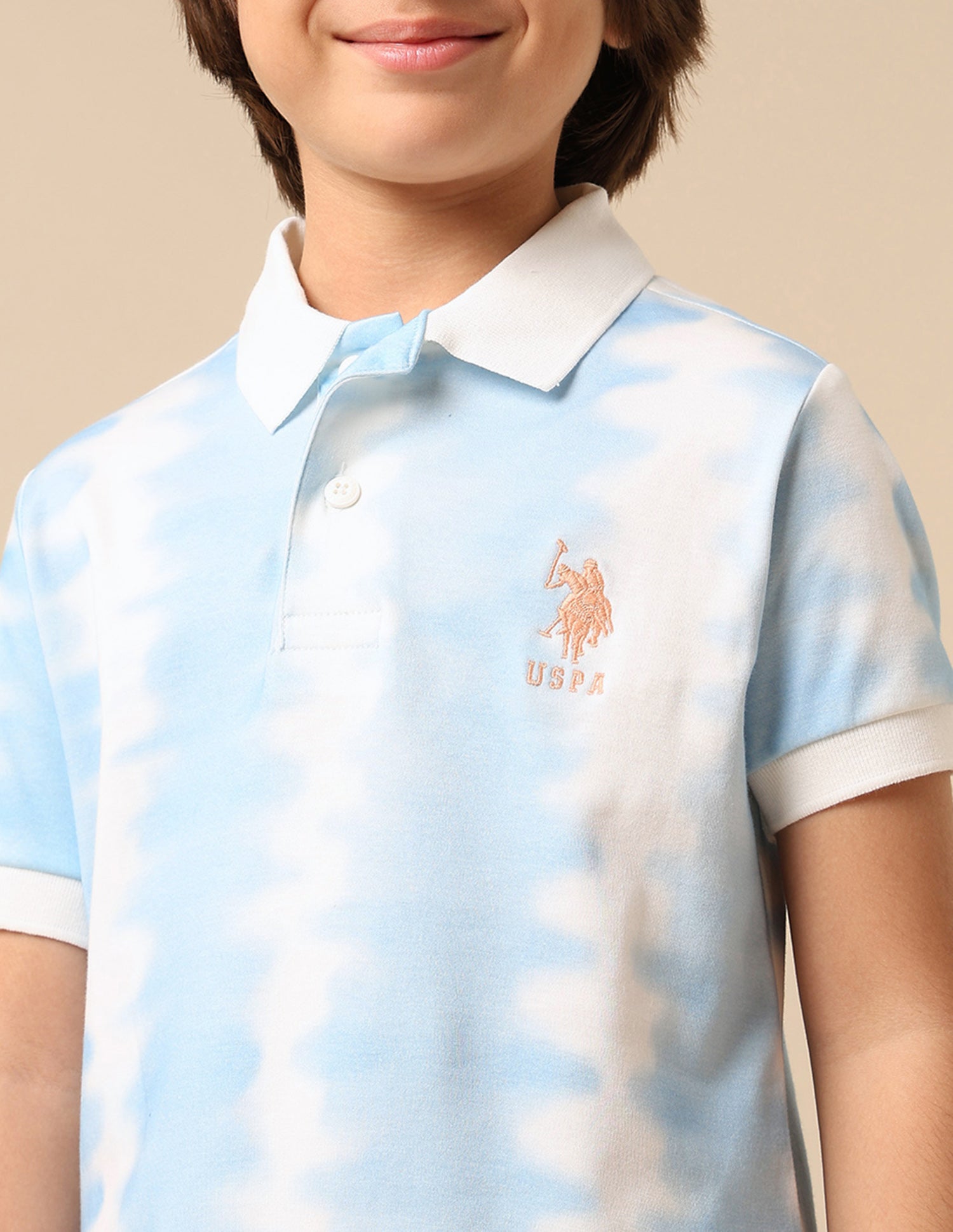Boys All Over Printed Regular Fit Polo Shirt Light Blue - U.S. POLO ASSN. | Large