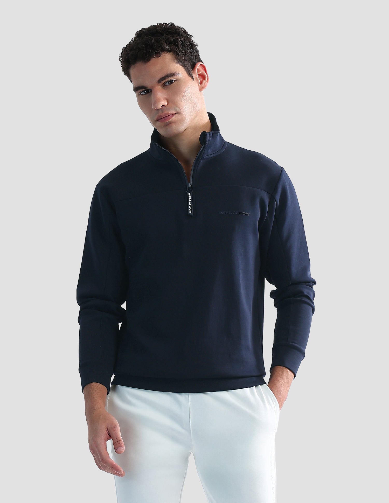 Regular Fit Solid Active Sweatshirt Navy - U.S. POLO ASSN. | Large