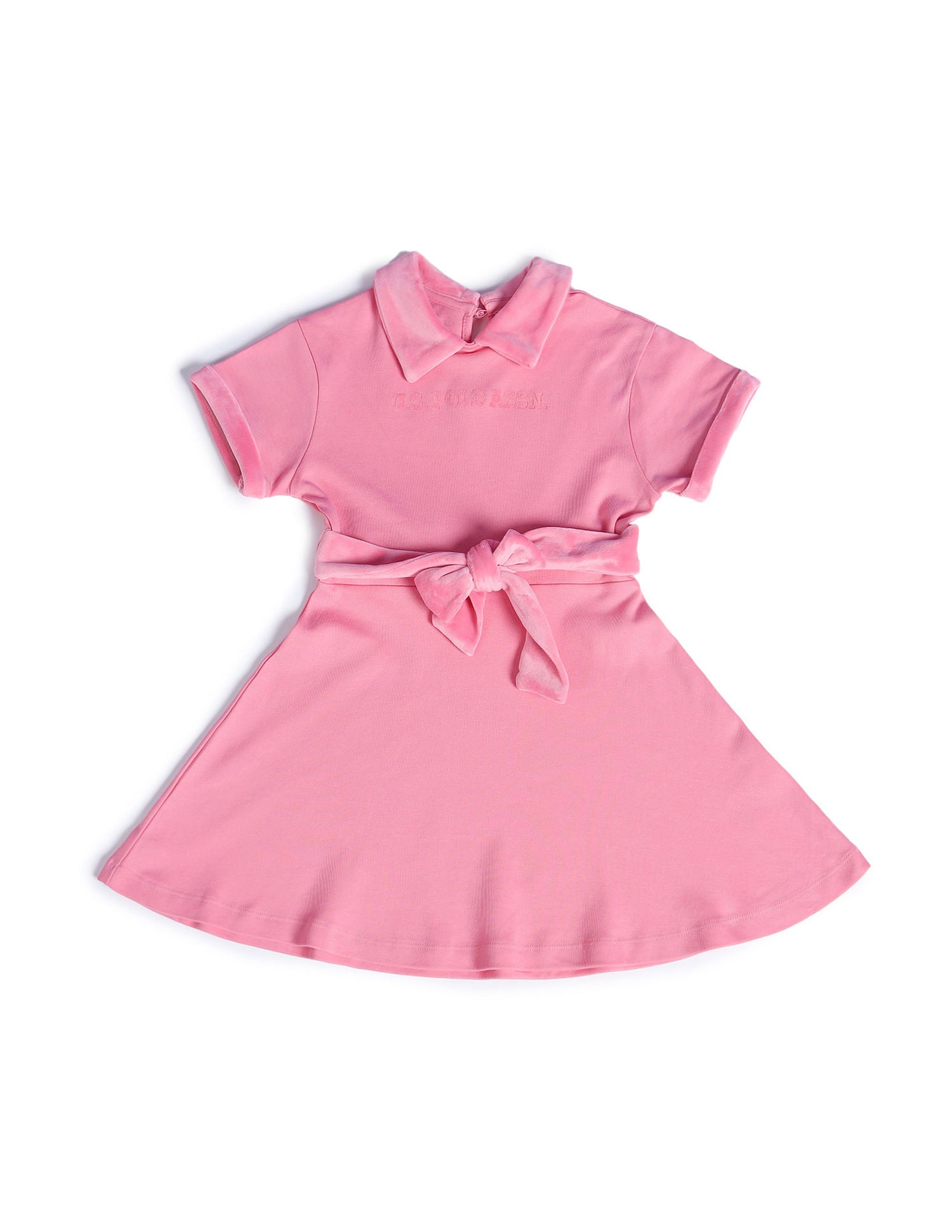 Girls Solid Mini Skater Dress Pink - U.S. POLO ASSN. | Large