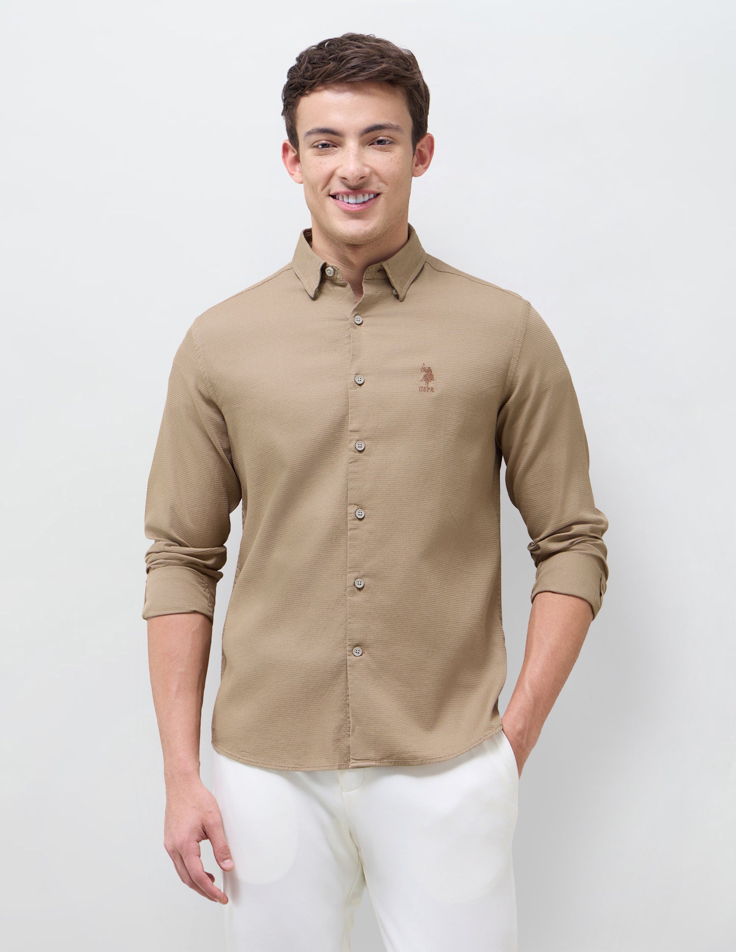 Textured Dobby Shirt Bronze - U.S. Polo Assn. India | Large