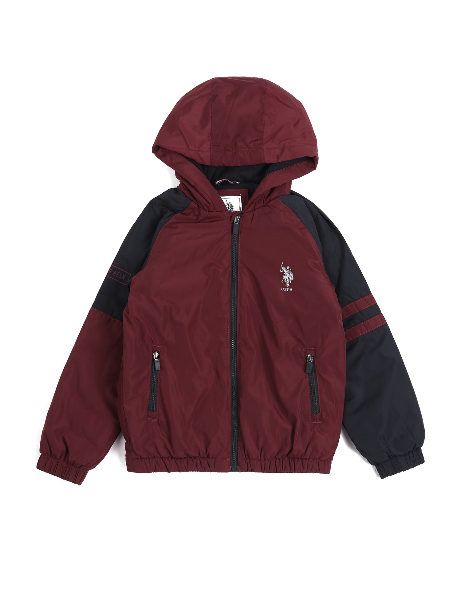 Boys Colour Blocked Hooded Jacket Maroon - U.S. POLO ASSN. | Large