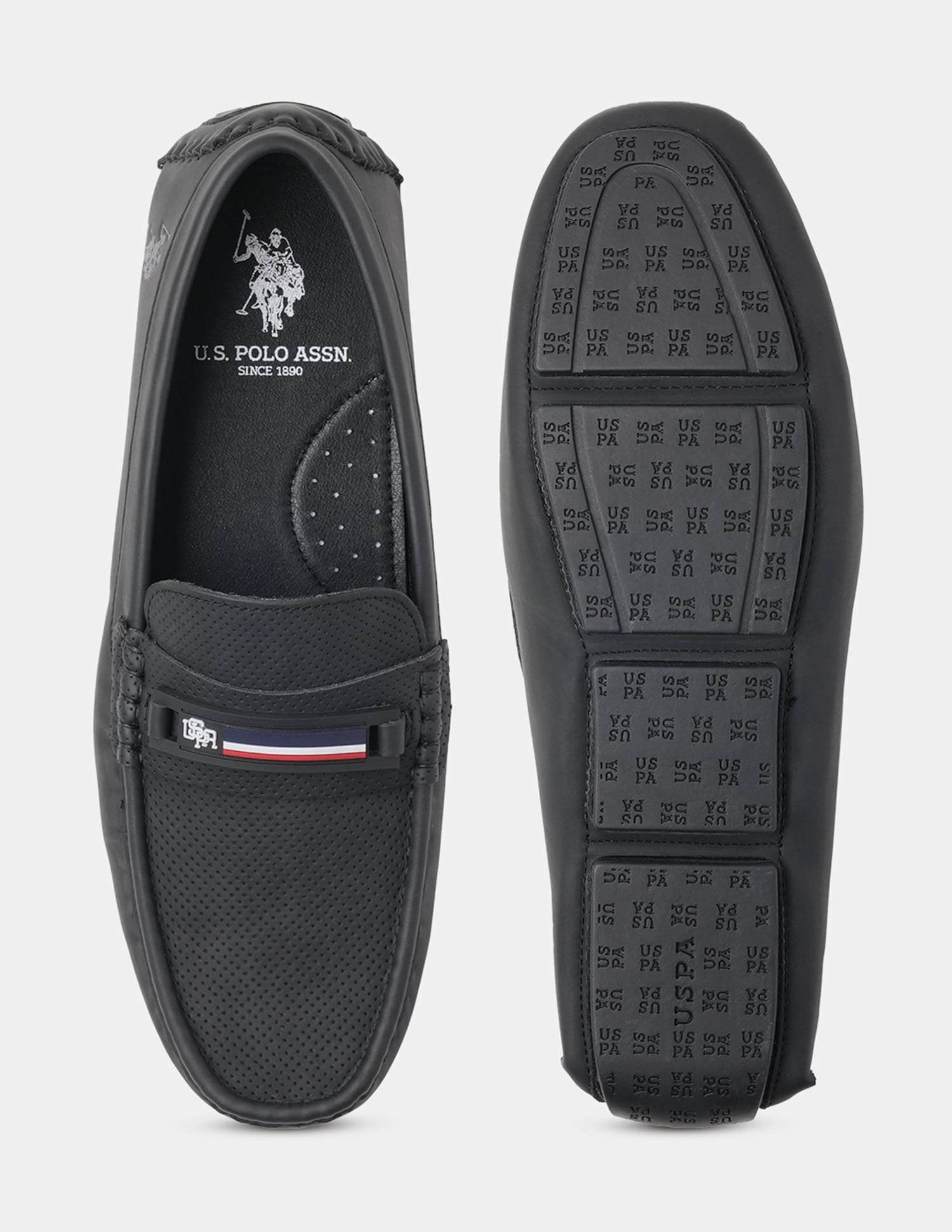 Men Barnes 5.0 Textured Loafers Black - U.S. Polo Assn. India | Large