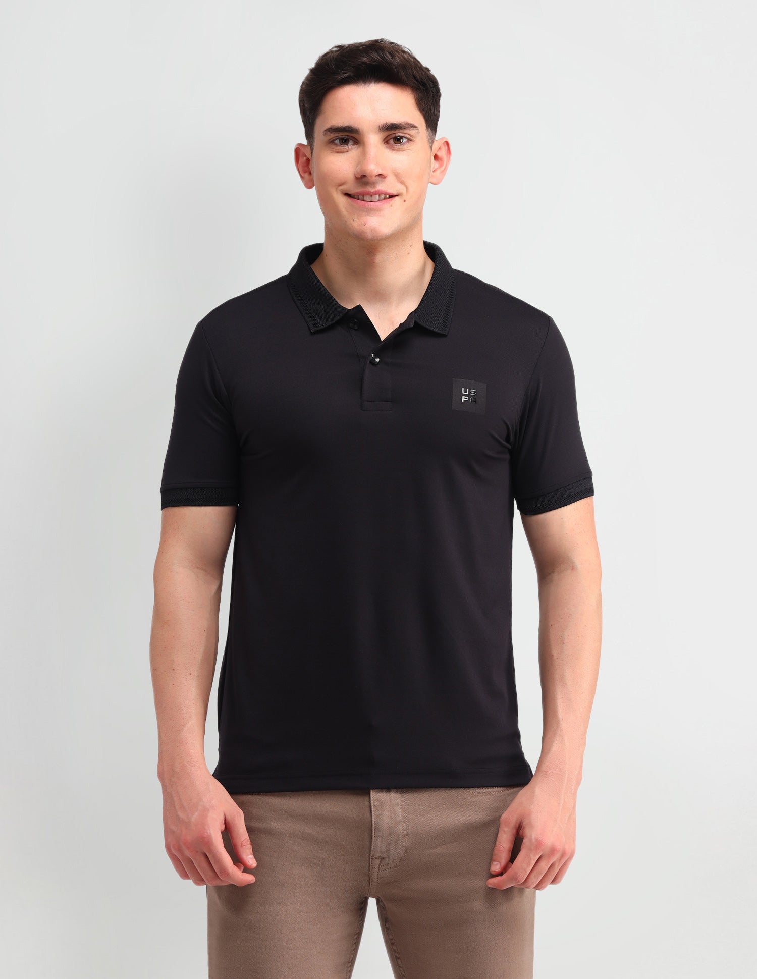 Solid Muscle Fit Polo Shirt Black - U.S. Polo Assn. India | Large