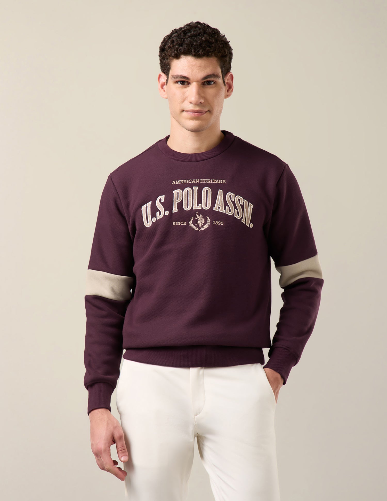 Brand Applique Slim Fit Sweatshirt Maroon - U.S. Polo Assn. India | Large