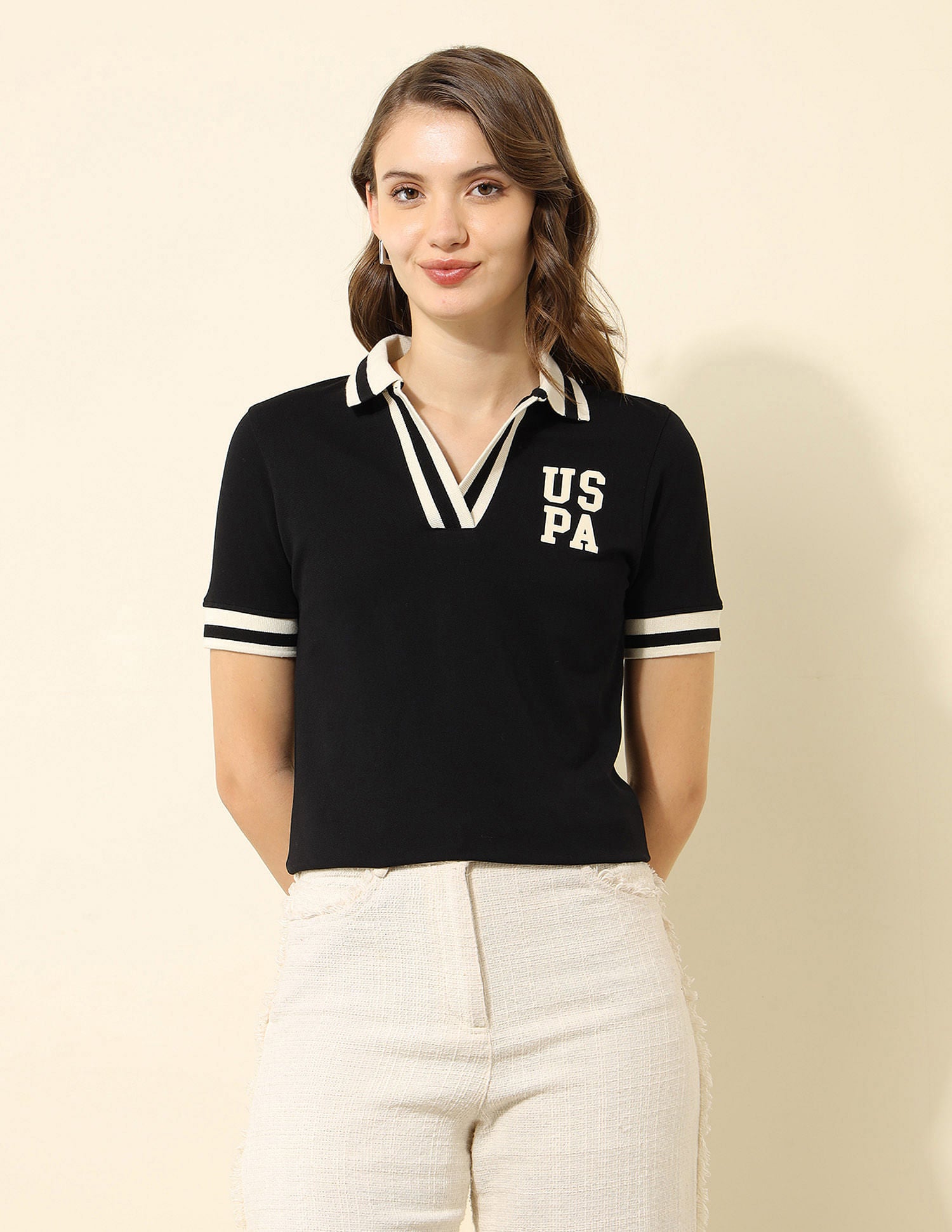 Tipped Collar Regular Fit Polo Shirt Black - U.S. POLO ASSN. | Large