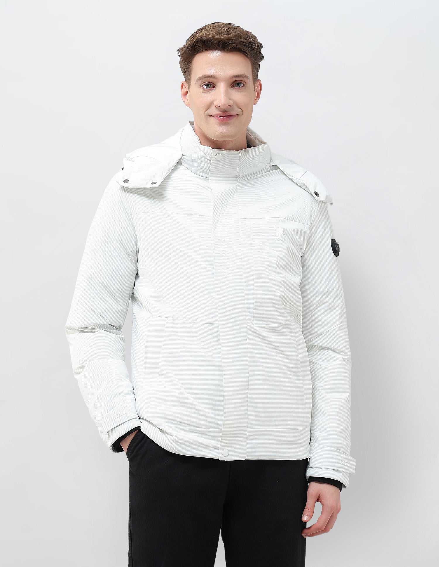 Detachable Hood Smartheat Jacket White - U.S. POLO ASSN. | Large