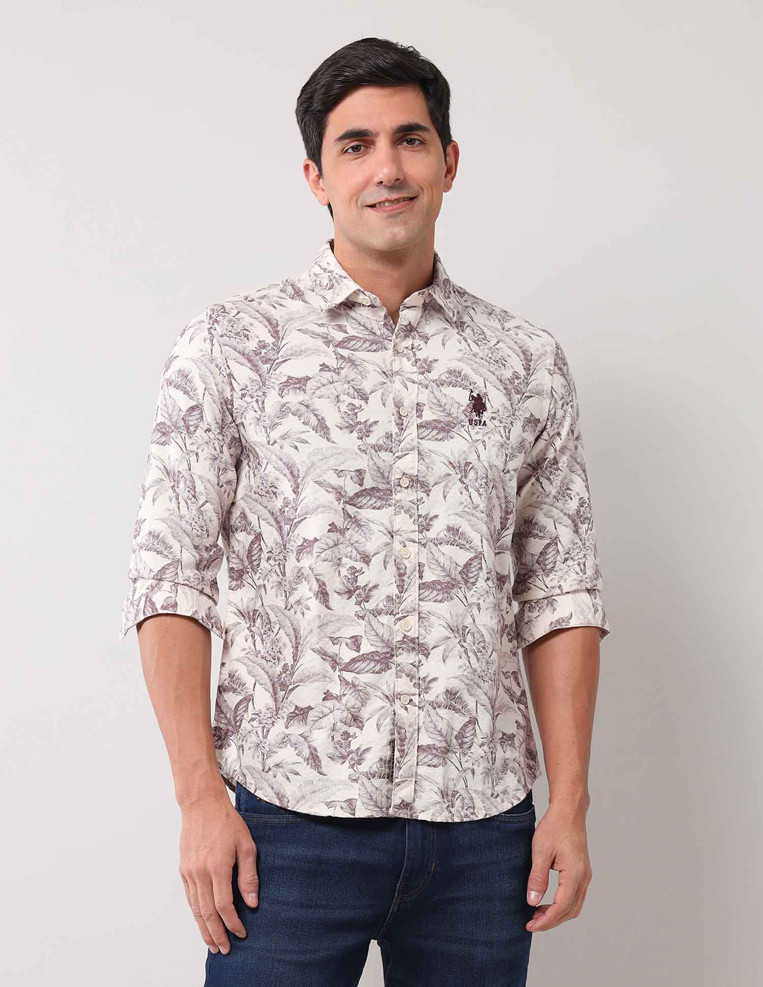 Regular Fit All-Over Shirt Brown - U.S. POLO ASSN. | Large