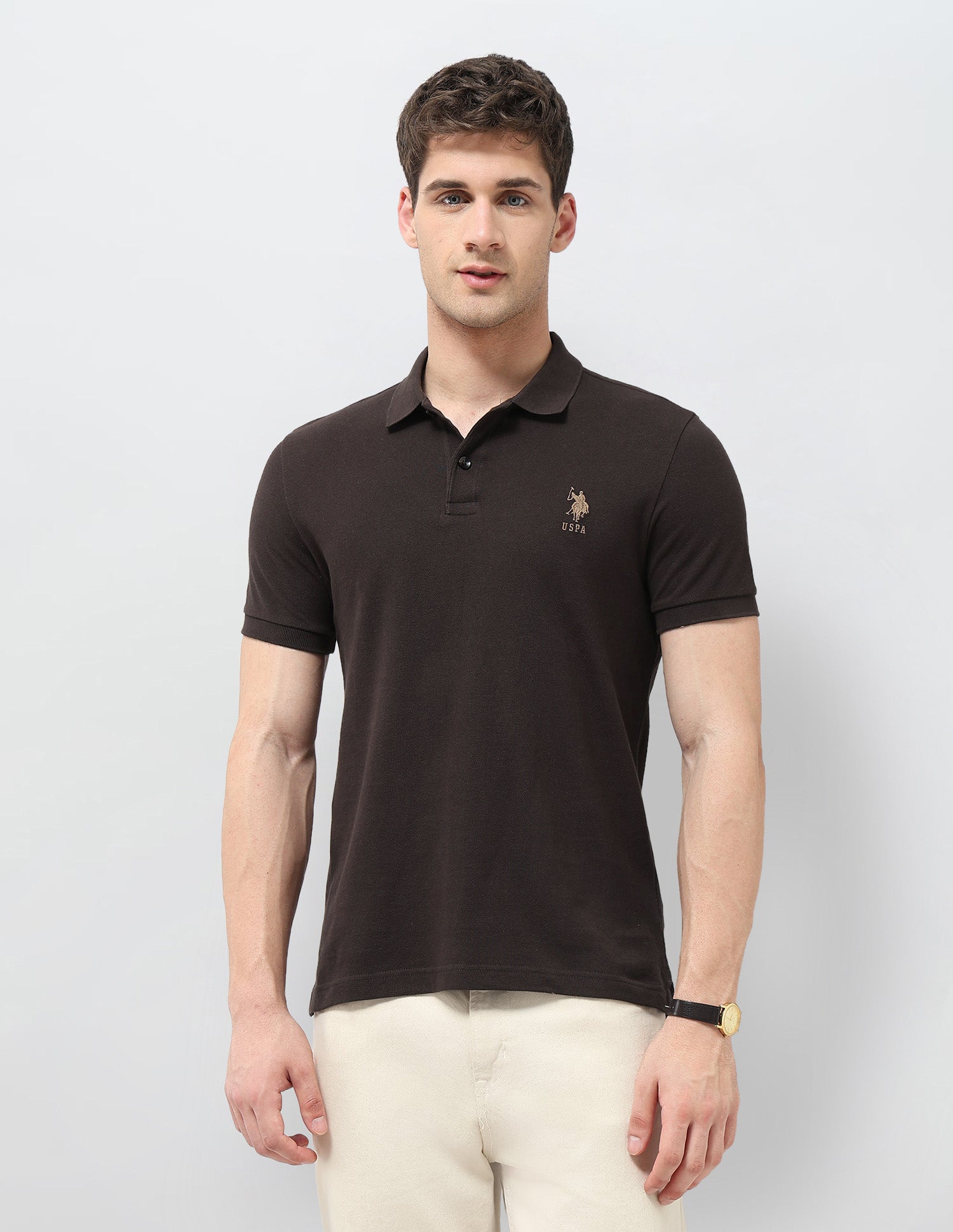 Graphic Brand Printed Regular Fit Polo Shirt Dark Brown - U.S. POLO ASSN. | Large