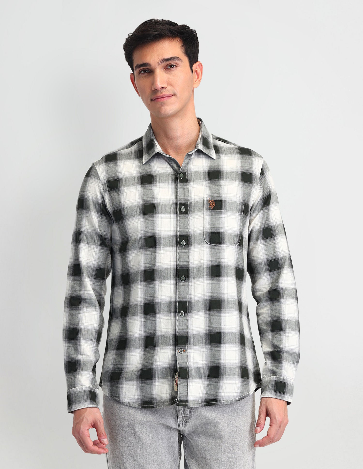 Tartan Check Regular Fit Shirt Olive - U.S. Polo Assn. India | Large