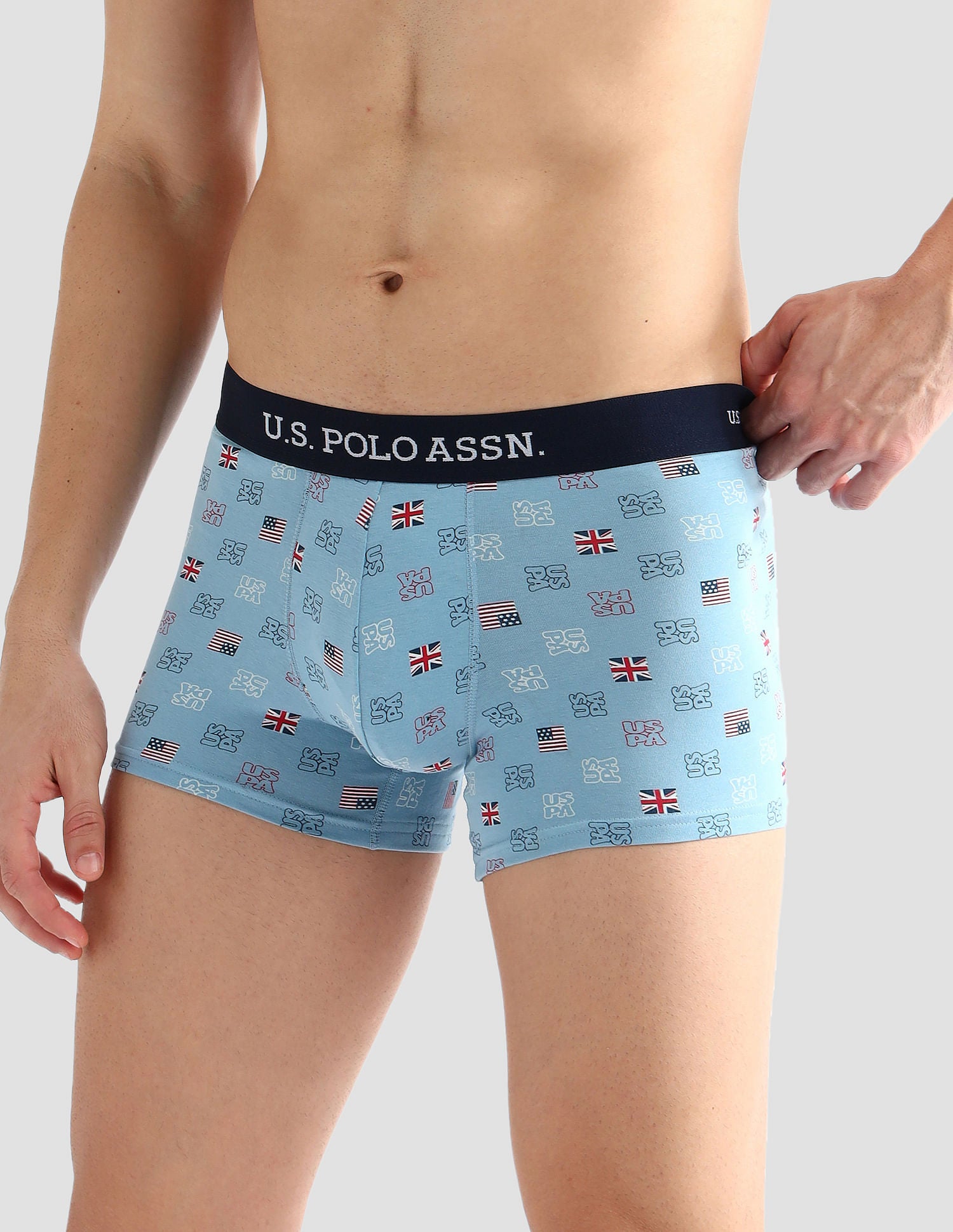 Elasticized Waist Solid OET14 Trunks - Pack Of 3 Navy, Light Blue and White - U.S. POLO ASSN. | Large