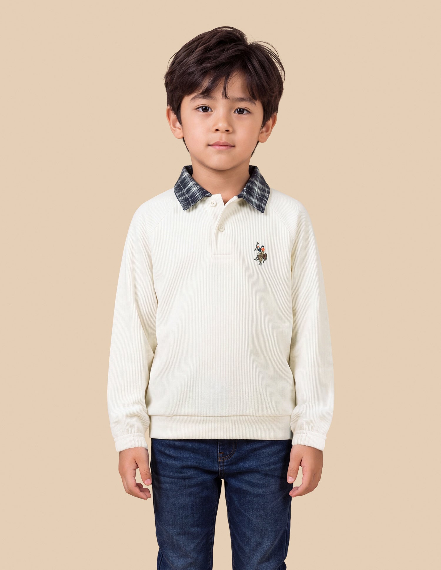 Solid Regular Fit Sweatshirt Ivory - U.S. Polo Assn. India | Large